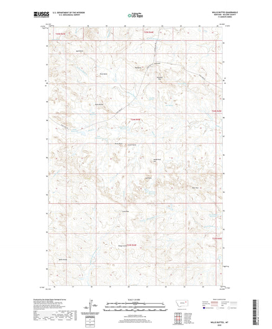 Willis Buttes Montana US Topo Map Image