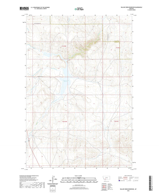 Willow Creek Reservoir Montana US Topo Map Image