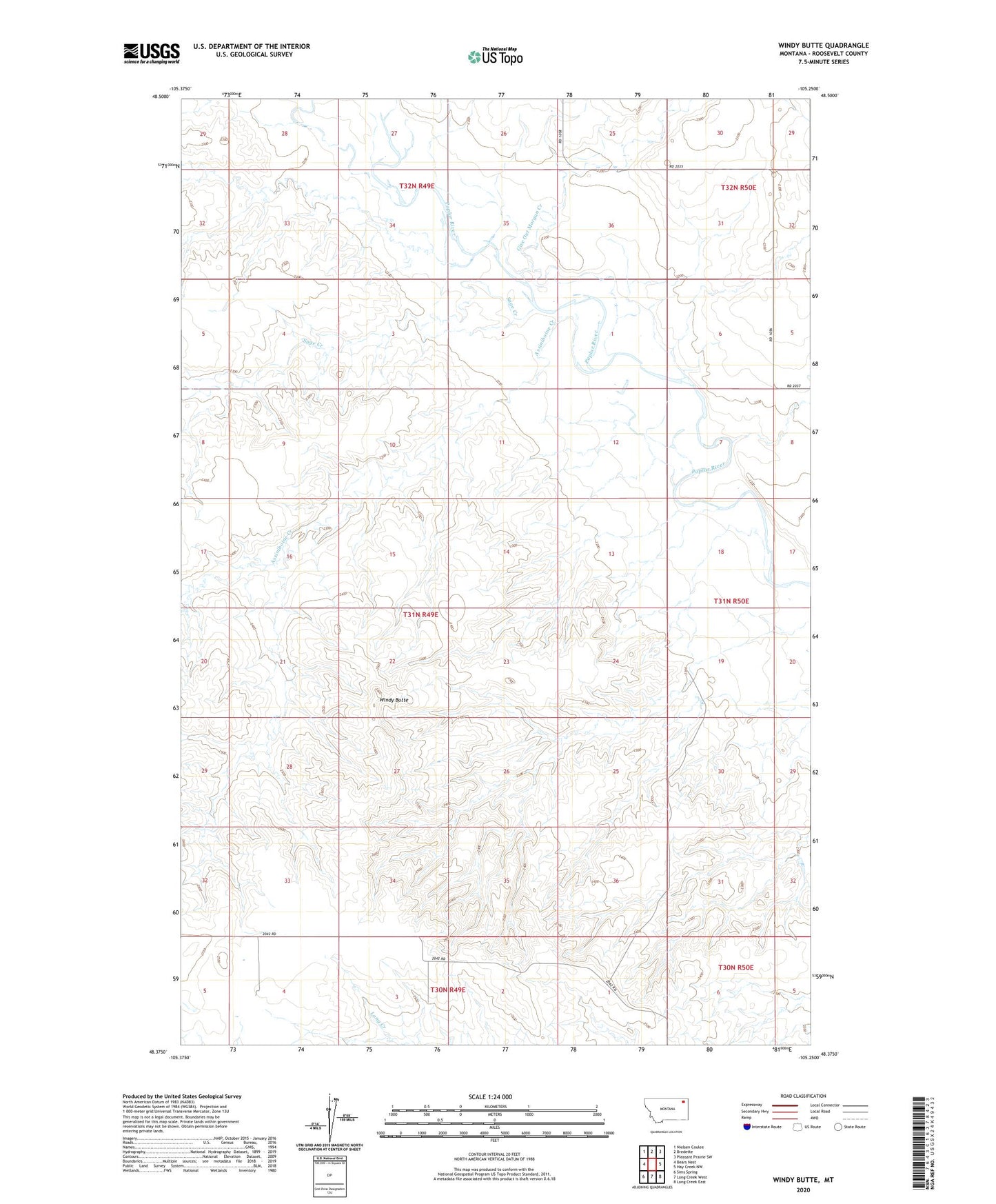 Windy Butte Montana US Topo Map Image