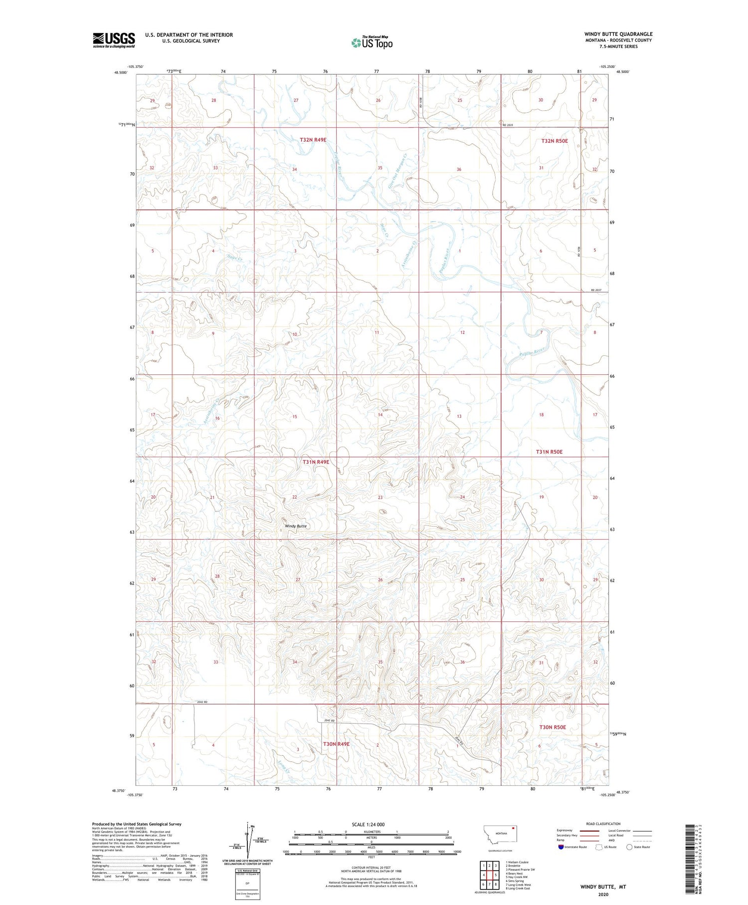 Windy Butte Montana US Topo Map Image