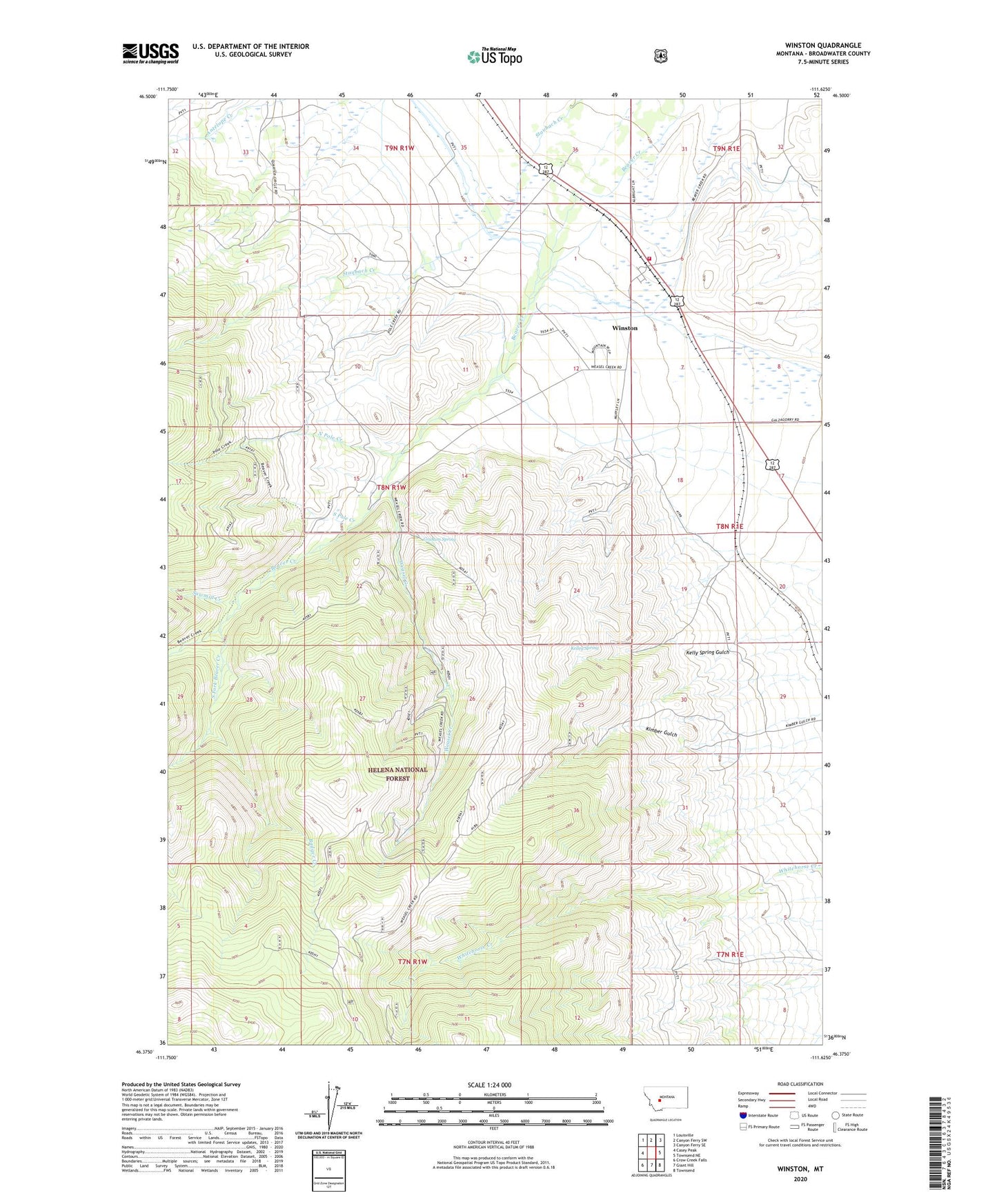 Winston Montana US Topo Map Image