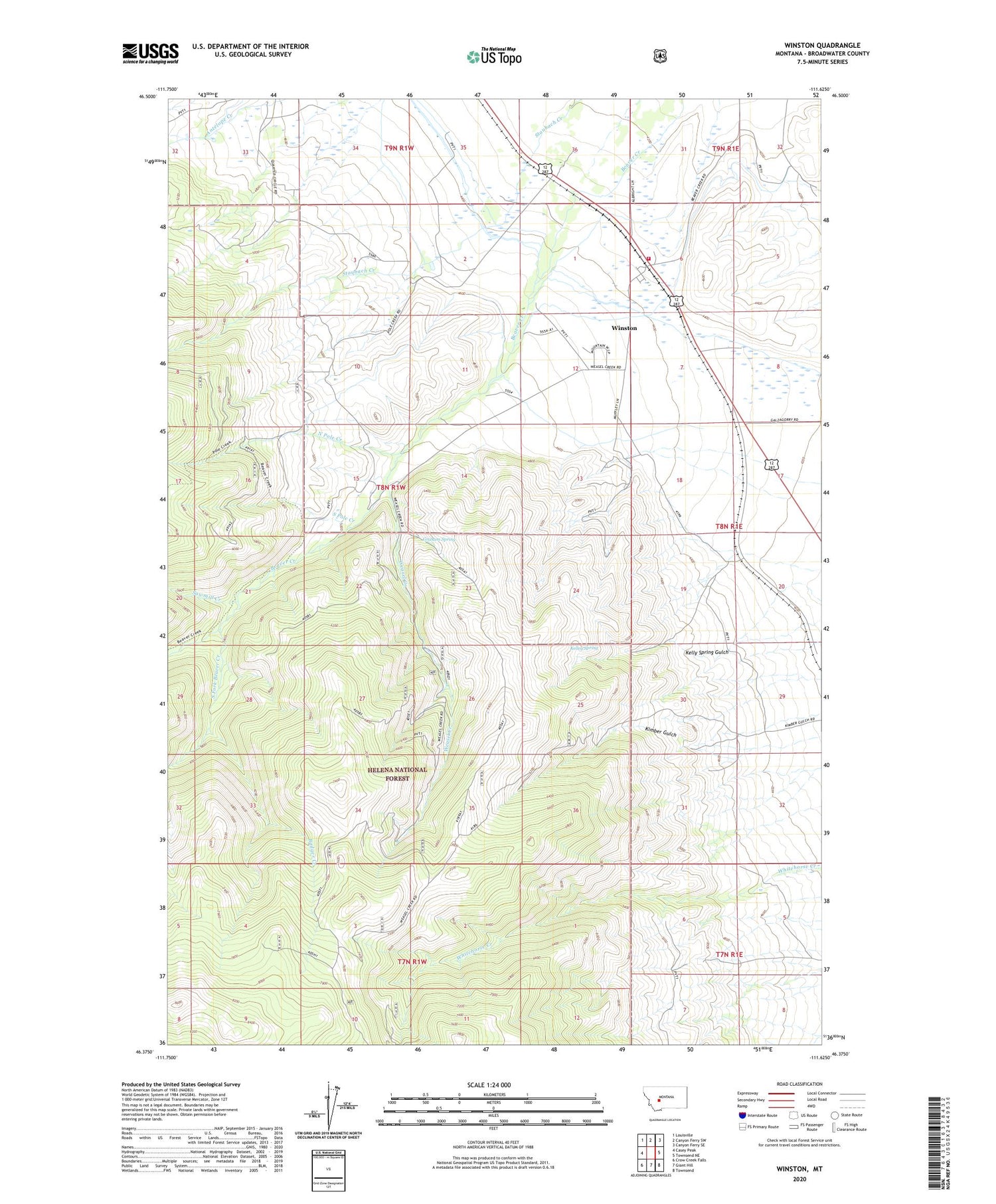 Winston Montana US Topo Map Image