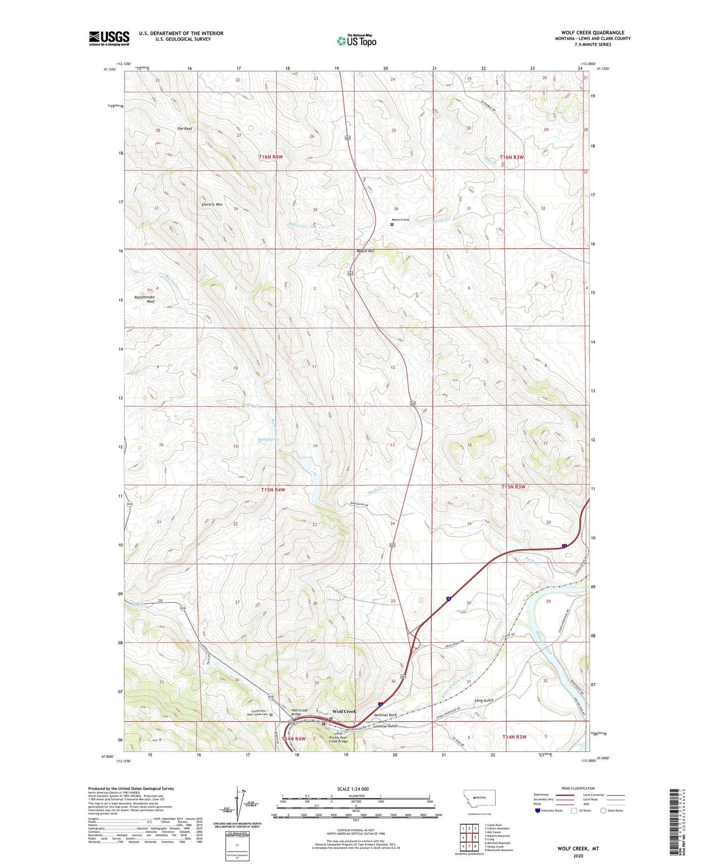 Wolf Creek Montana US Topo Map Image