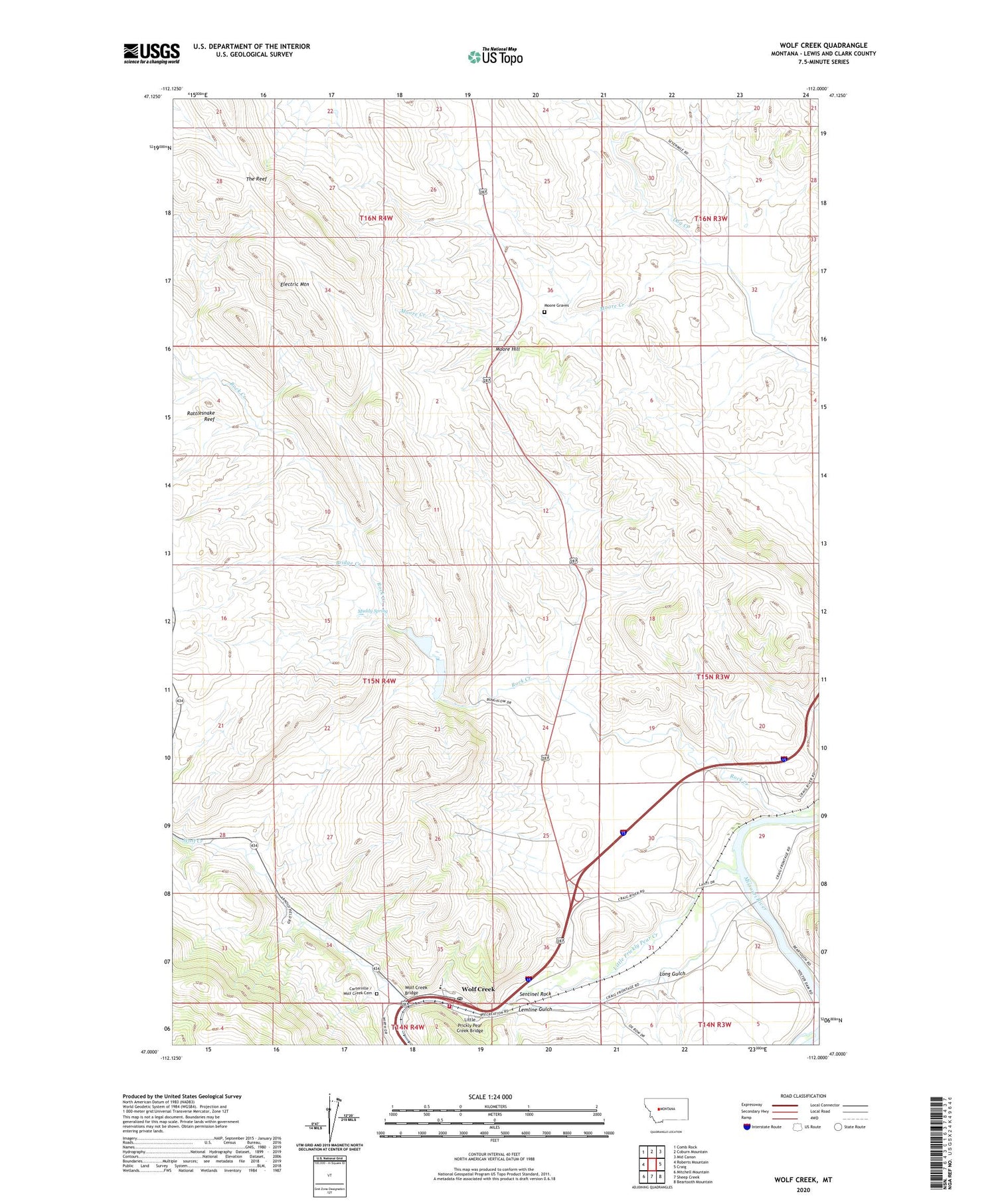 Wolf Creek Montana US Topo Map Image