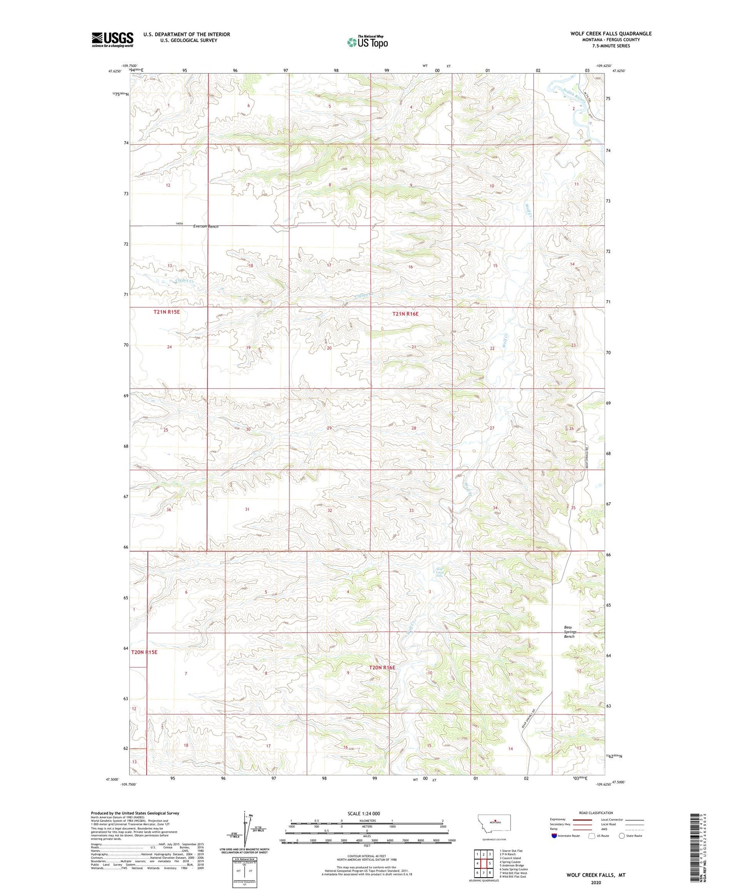 Wolf Creek Falls Montana US Topo Map Image