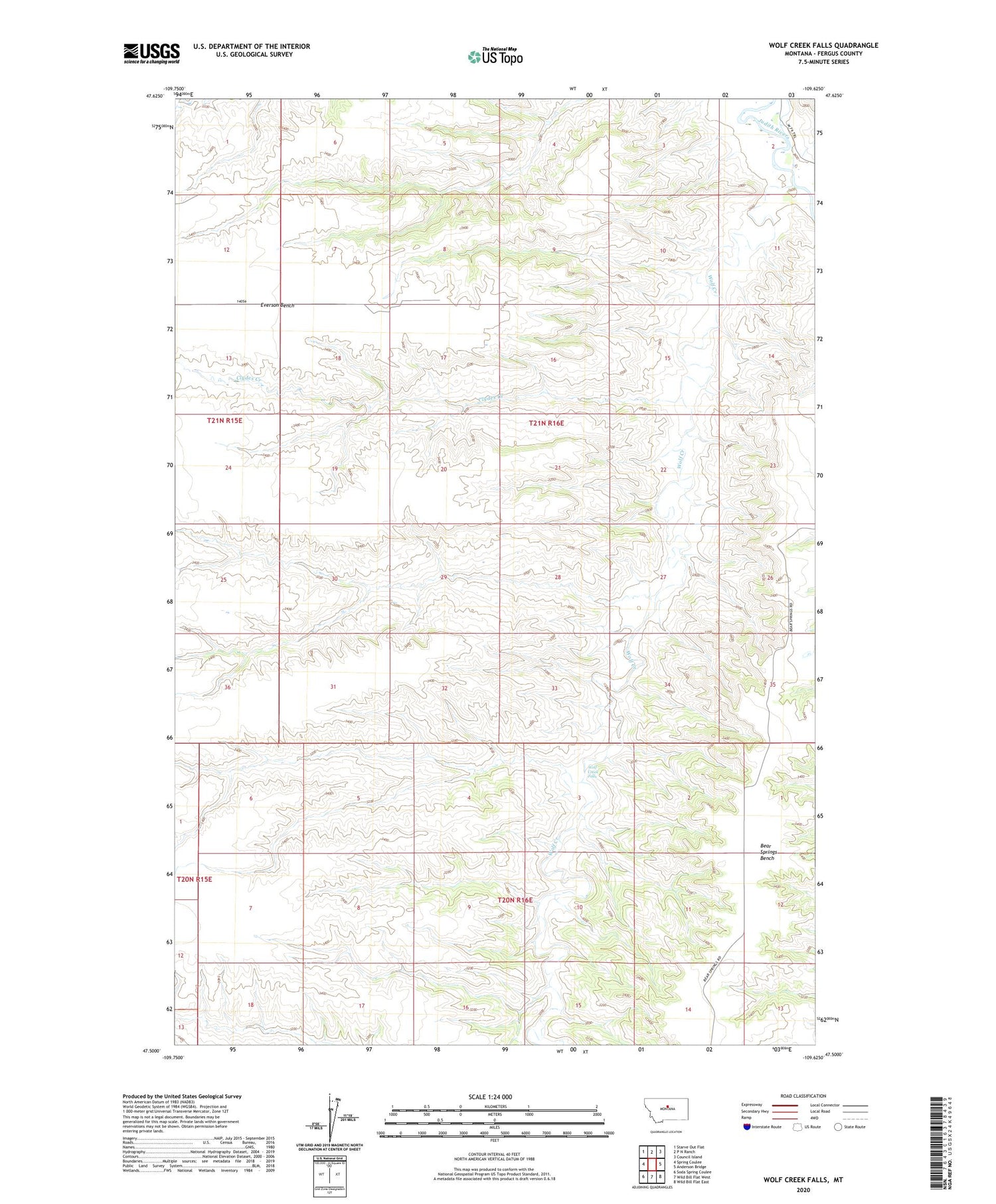 Wolf Creek Falls Montana US Topo Map Image