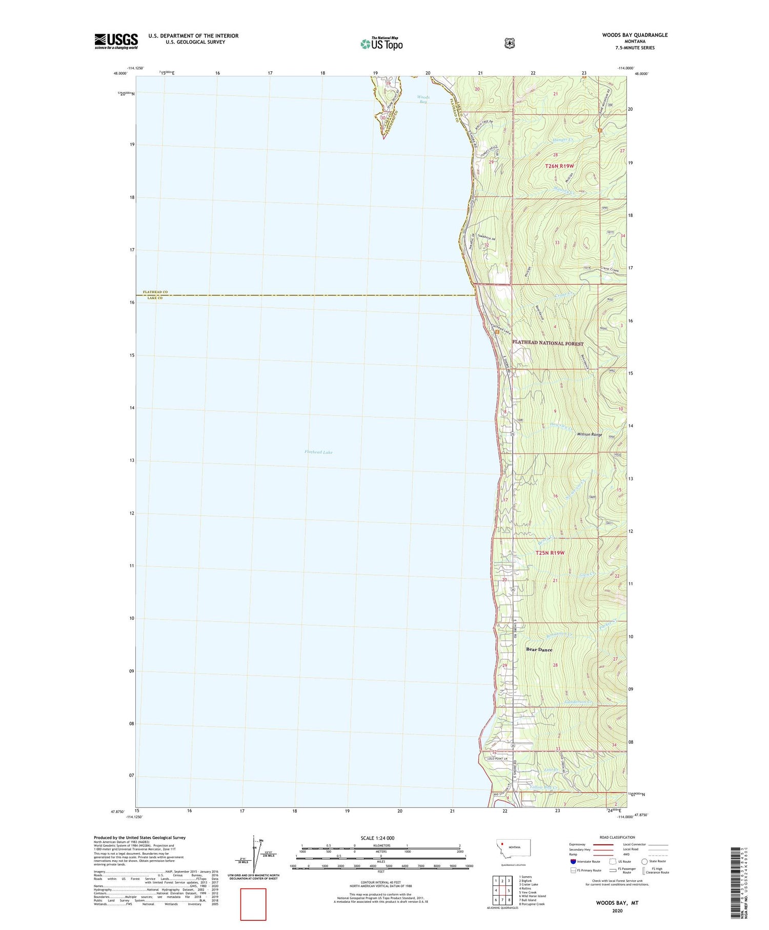 Woods Bay Montana US Topo Map Image