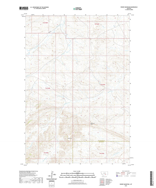 Woody Mountain Montana US Topo Map Image