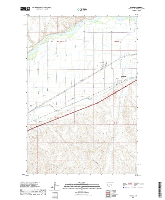 Worden Montana US Topo Map Image