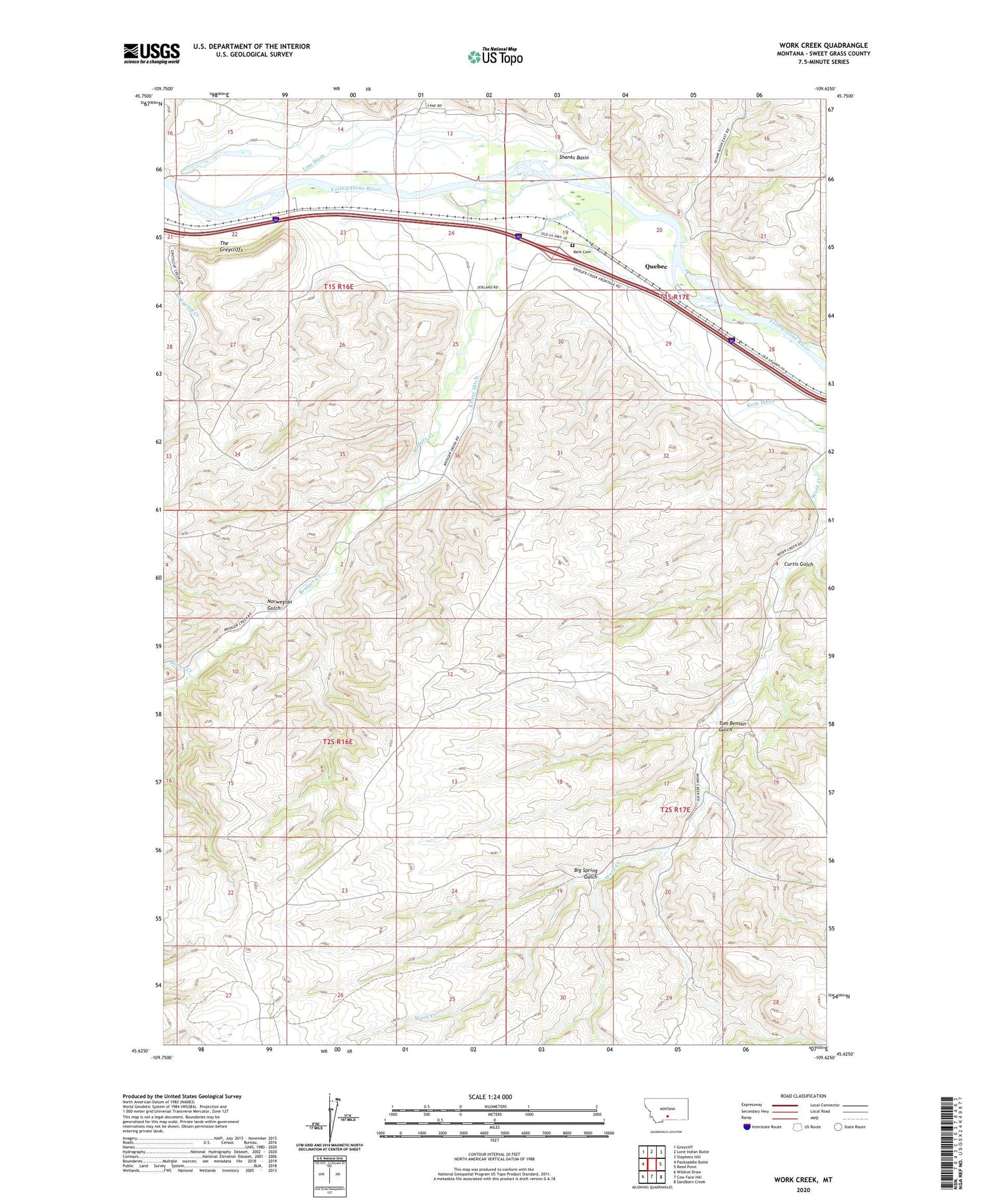 Work Creek Montana US Topo Map Image