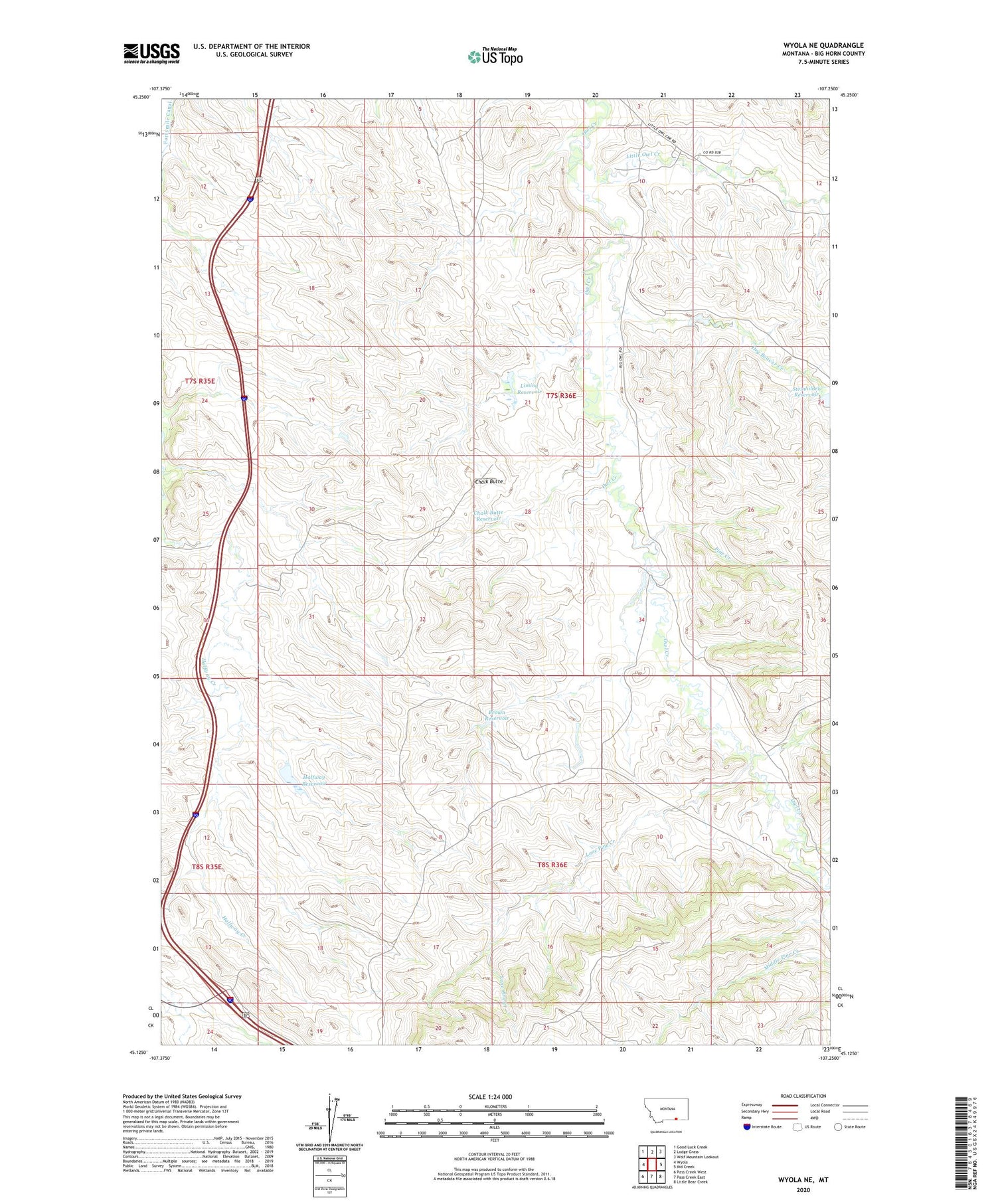 Wyola NE Montana US Topo Map Image