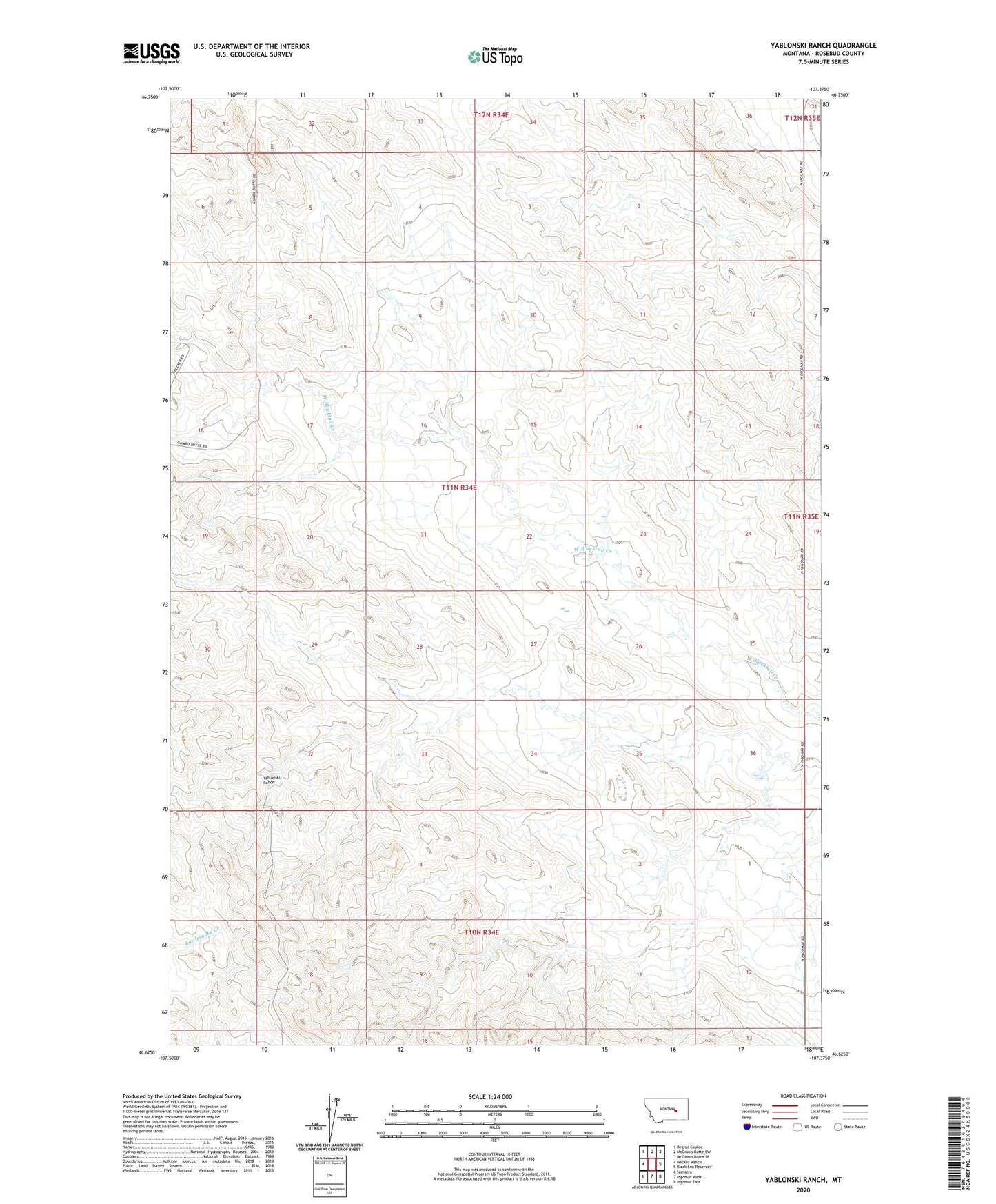 Yablonski Ranch Montana US Topo Map Image