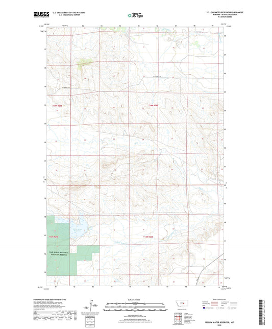 Yellow Water Reservoir Montana US Topo Map Image