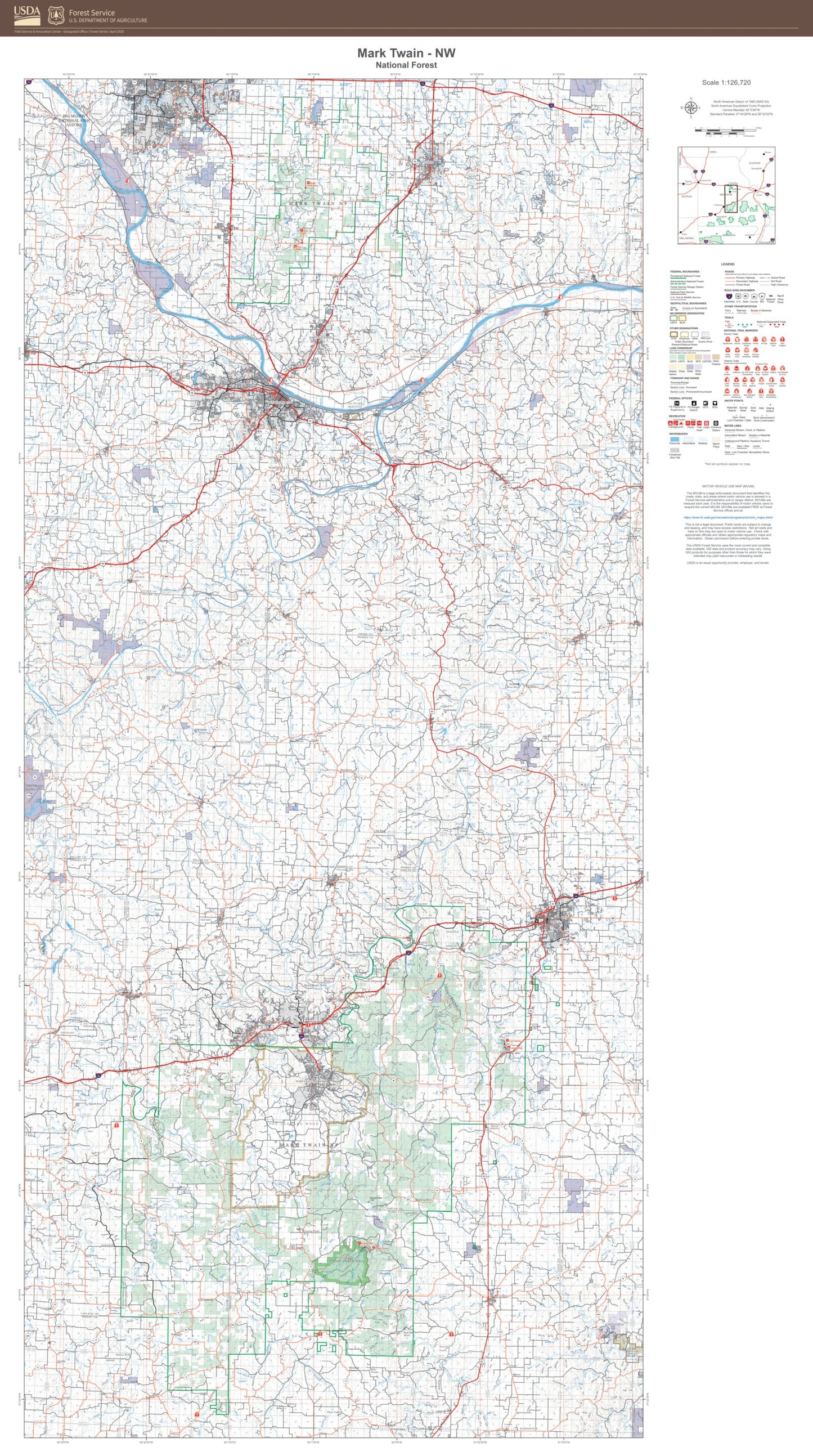 Mark Twain National Forest NW Map