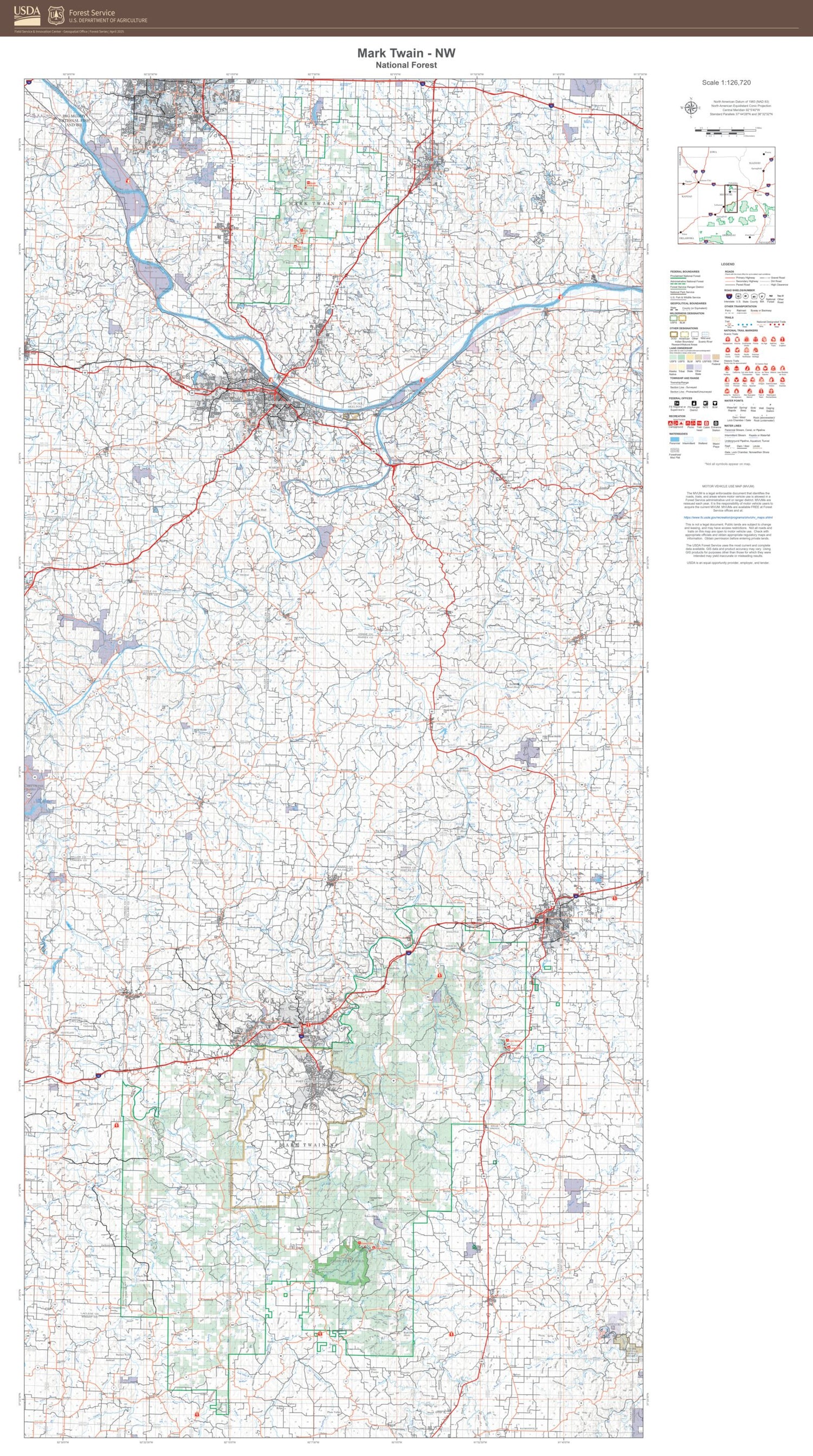 Mark Twain National Forest NW Map
