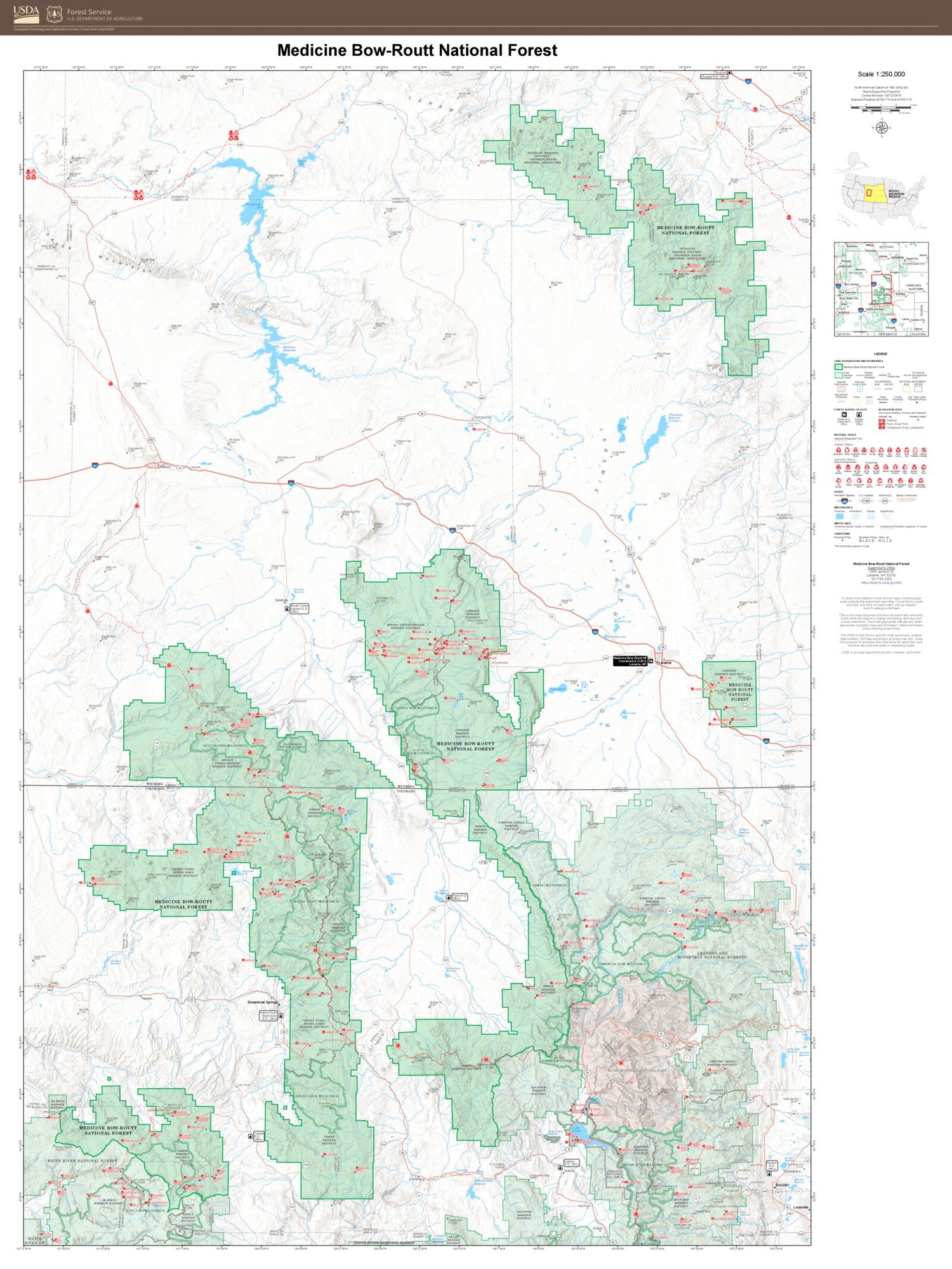 Medicine Bow-Routt National Forest Map