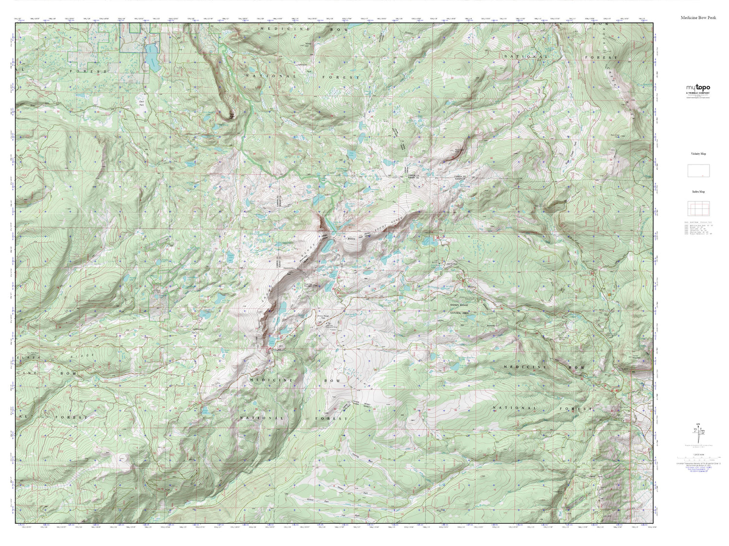Medicine Bow Peak MyTopo Explorer Series Map Image