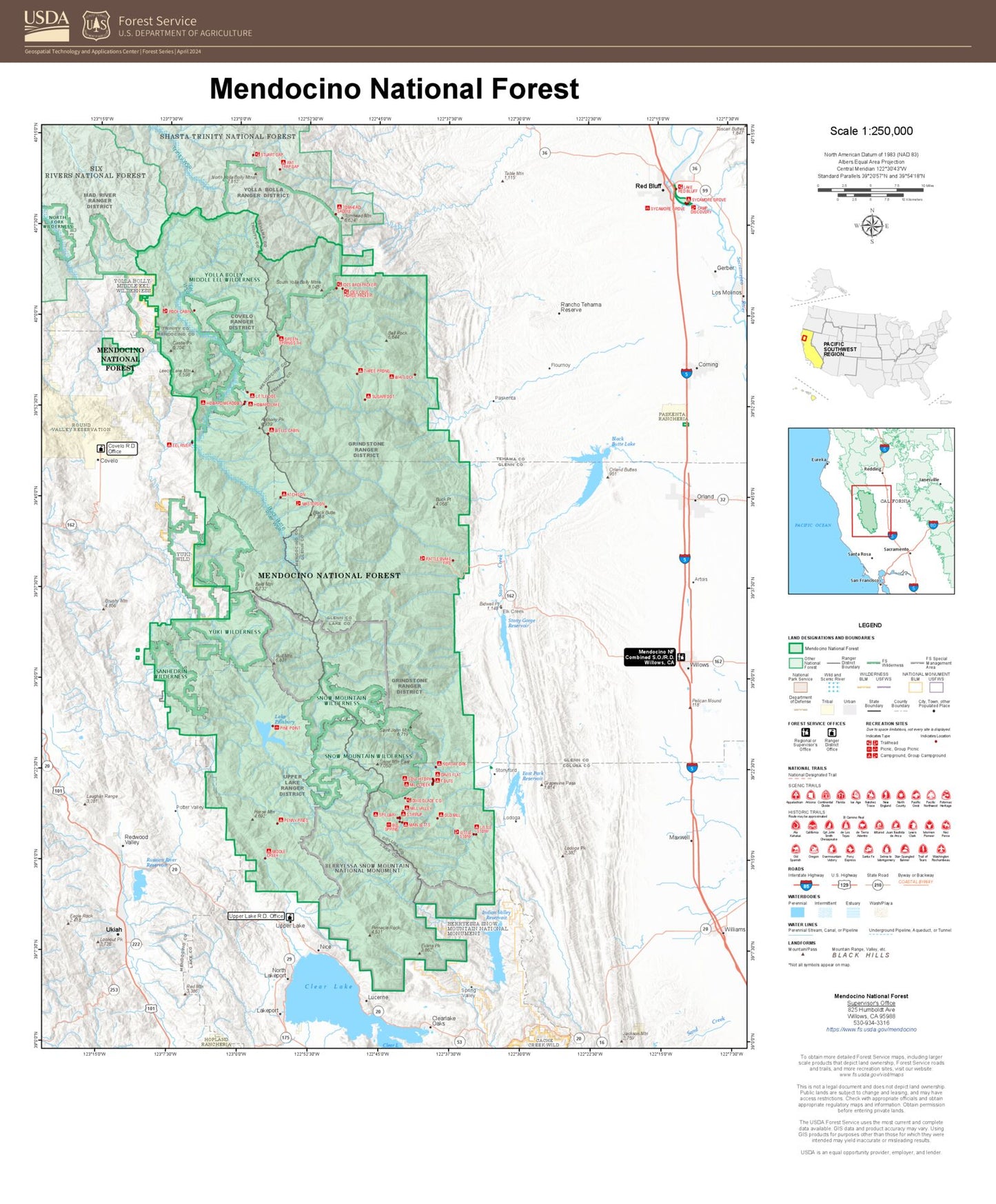 Mendocino National Forest Map