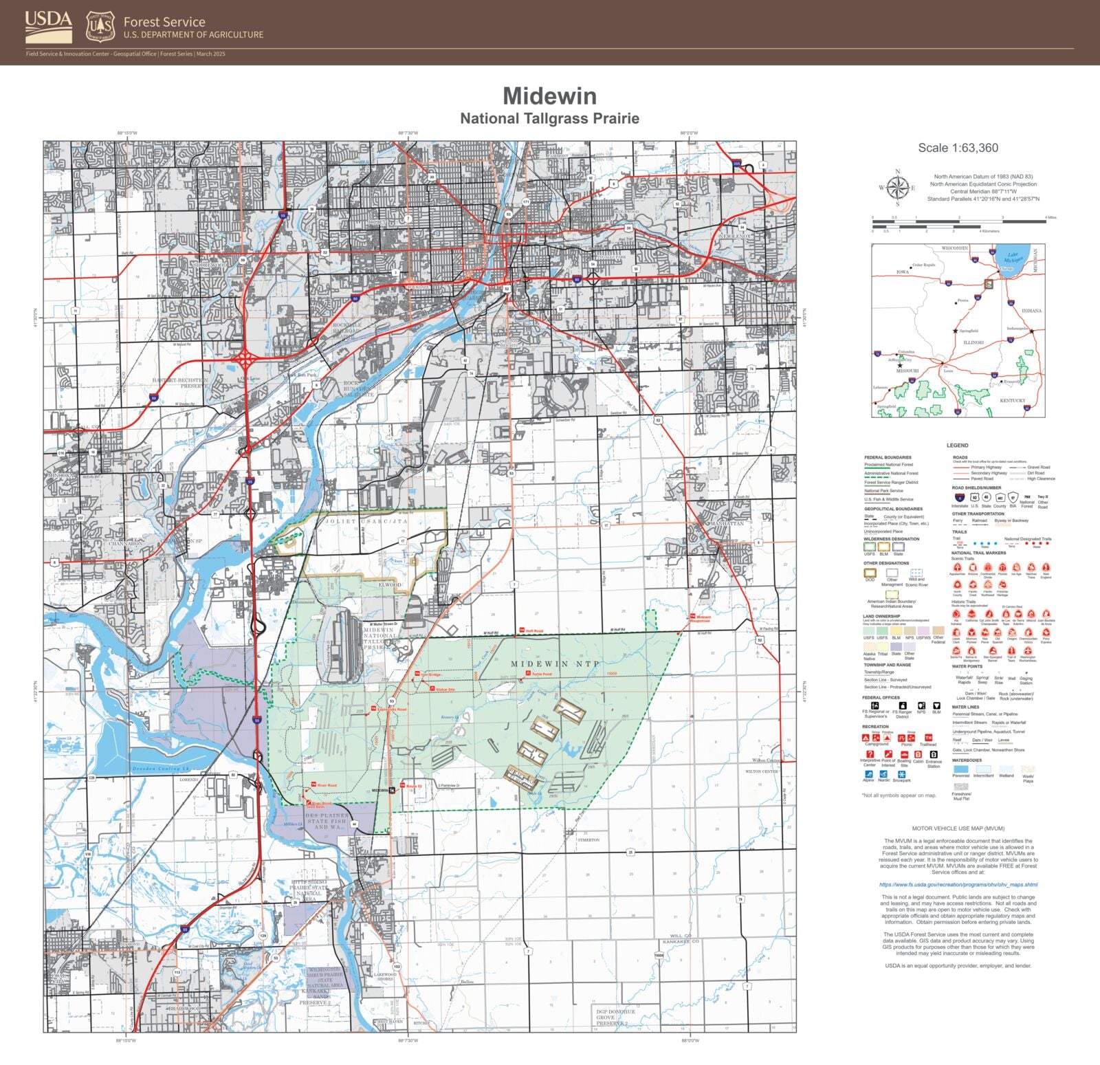 Midewin Map Midewin National Tallgrass Prairie Map – MyTopo Map Store