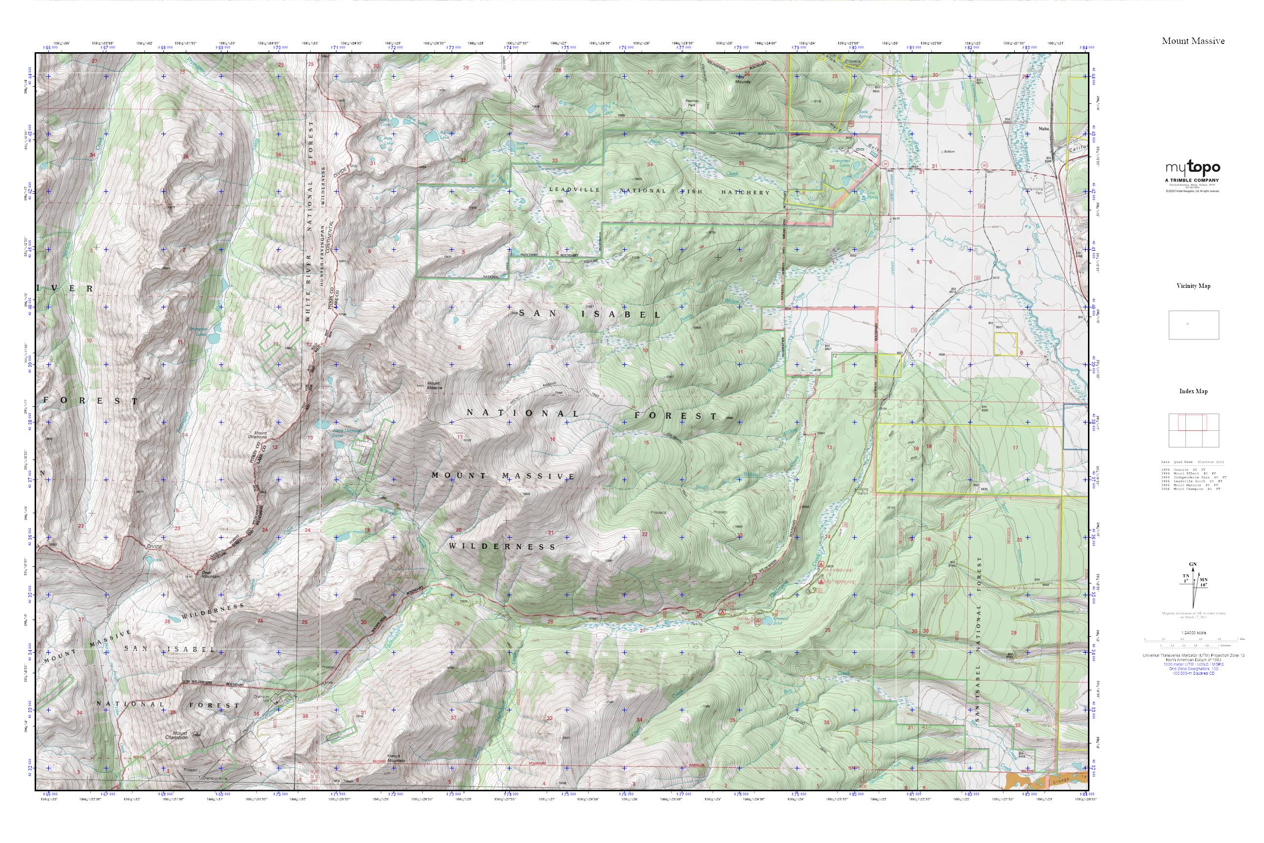 Mount Massive MyTopo Explorer Series Map – MyTopo Map Store