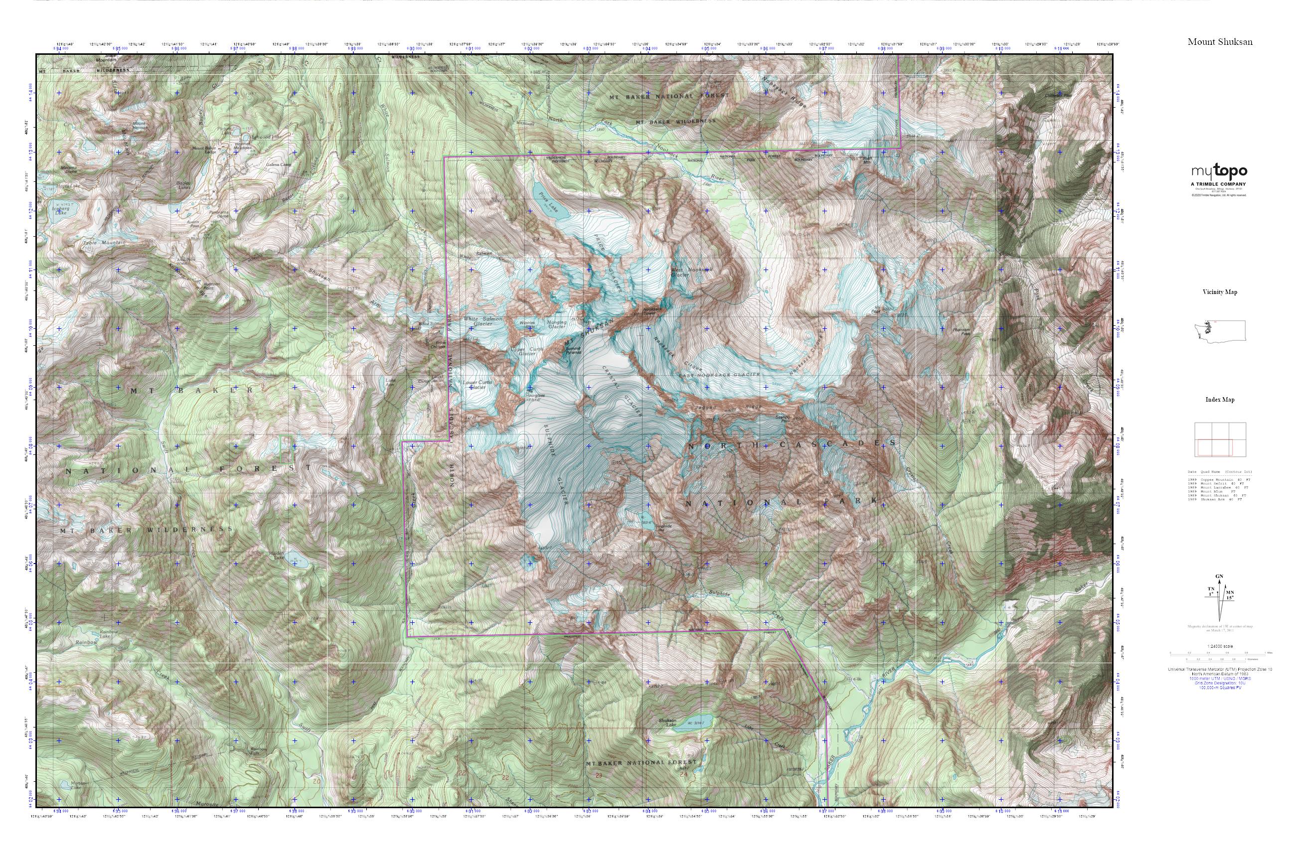Mount Shuksan MyTopo Explorer Series Map – MyTopo Map Store