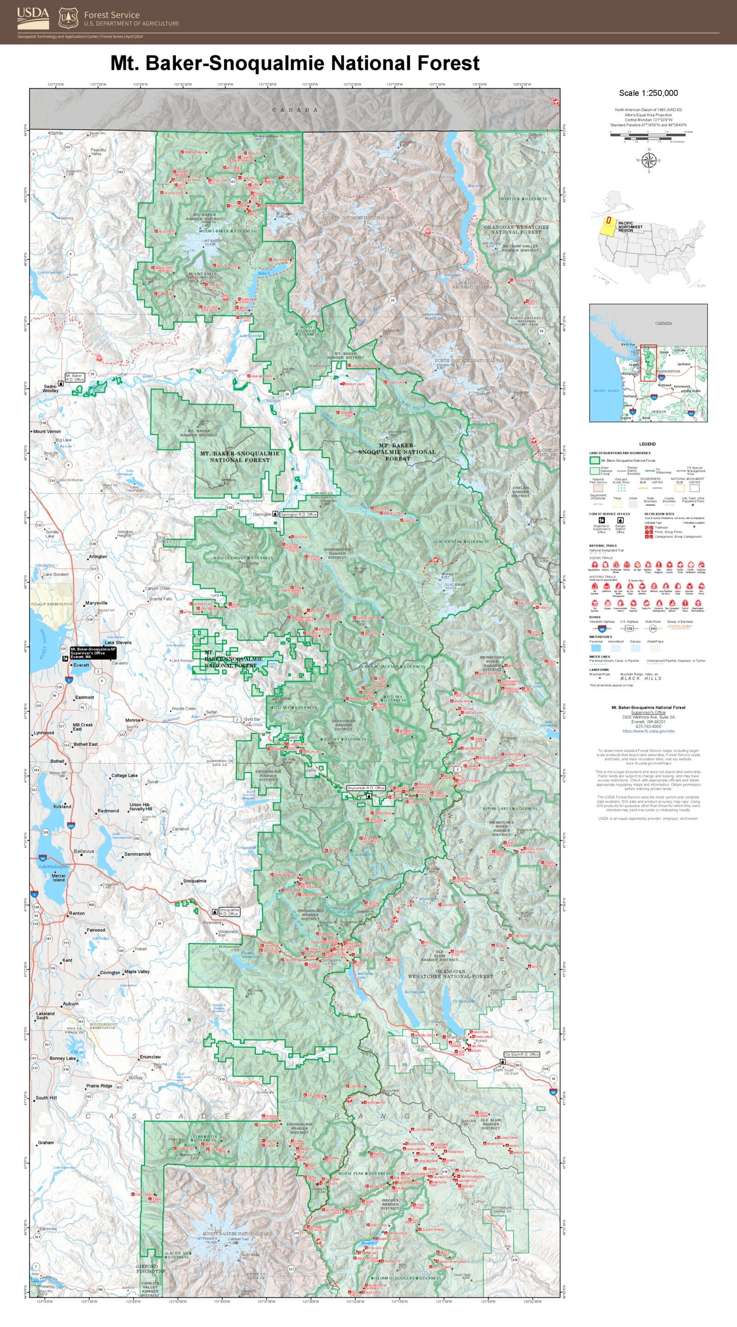 Mt. Baker-Snoqualmie National Forest Map