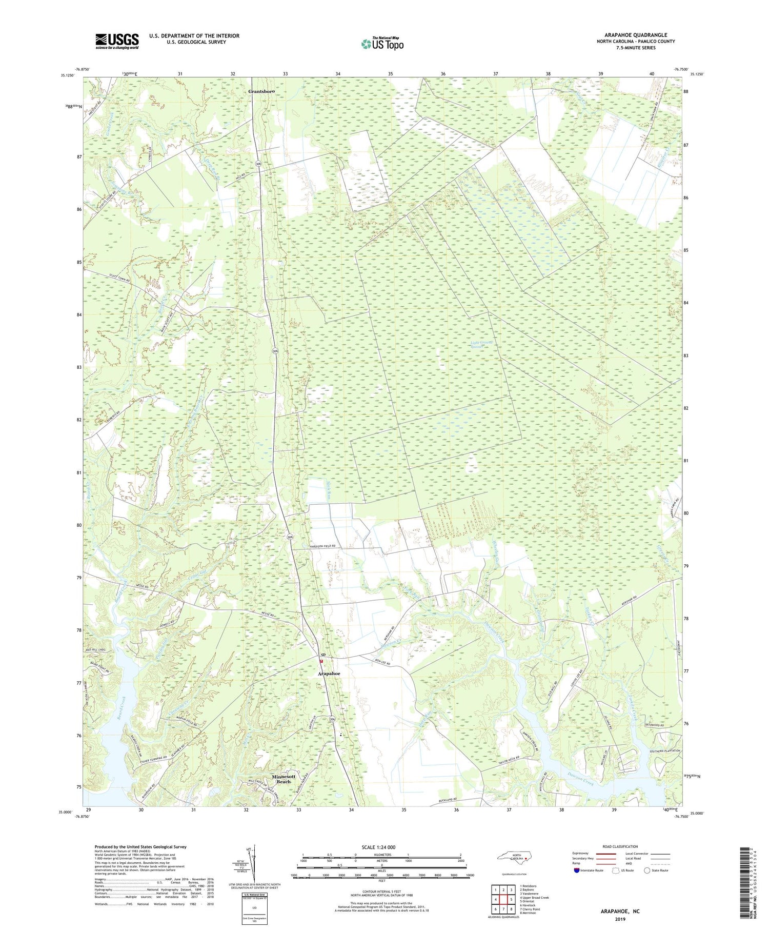 Arapahoe North Carolina US Topo Map Image