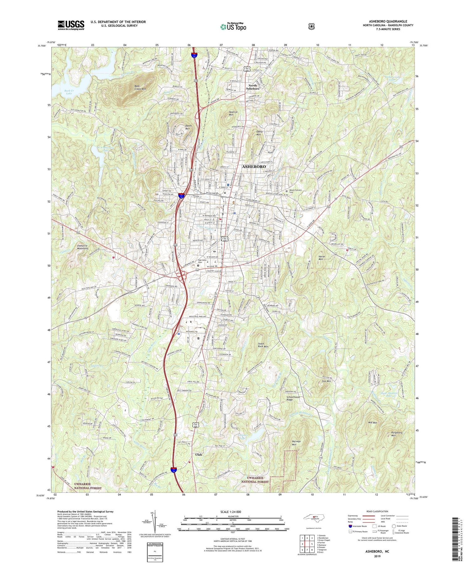 Asheboro North Carolina US Topo Map Image