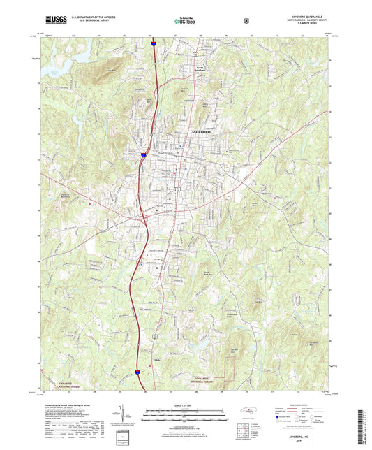 Asheboro North Carolina US Topo Map Image