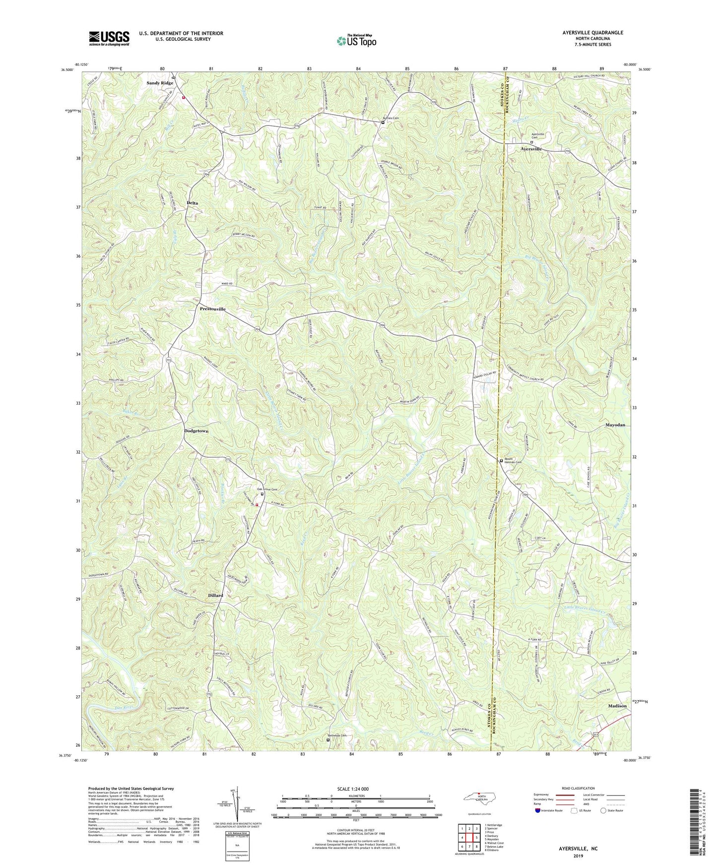 Ayersville North Carolina US Topo Map Image
