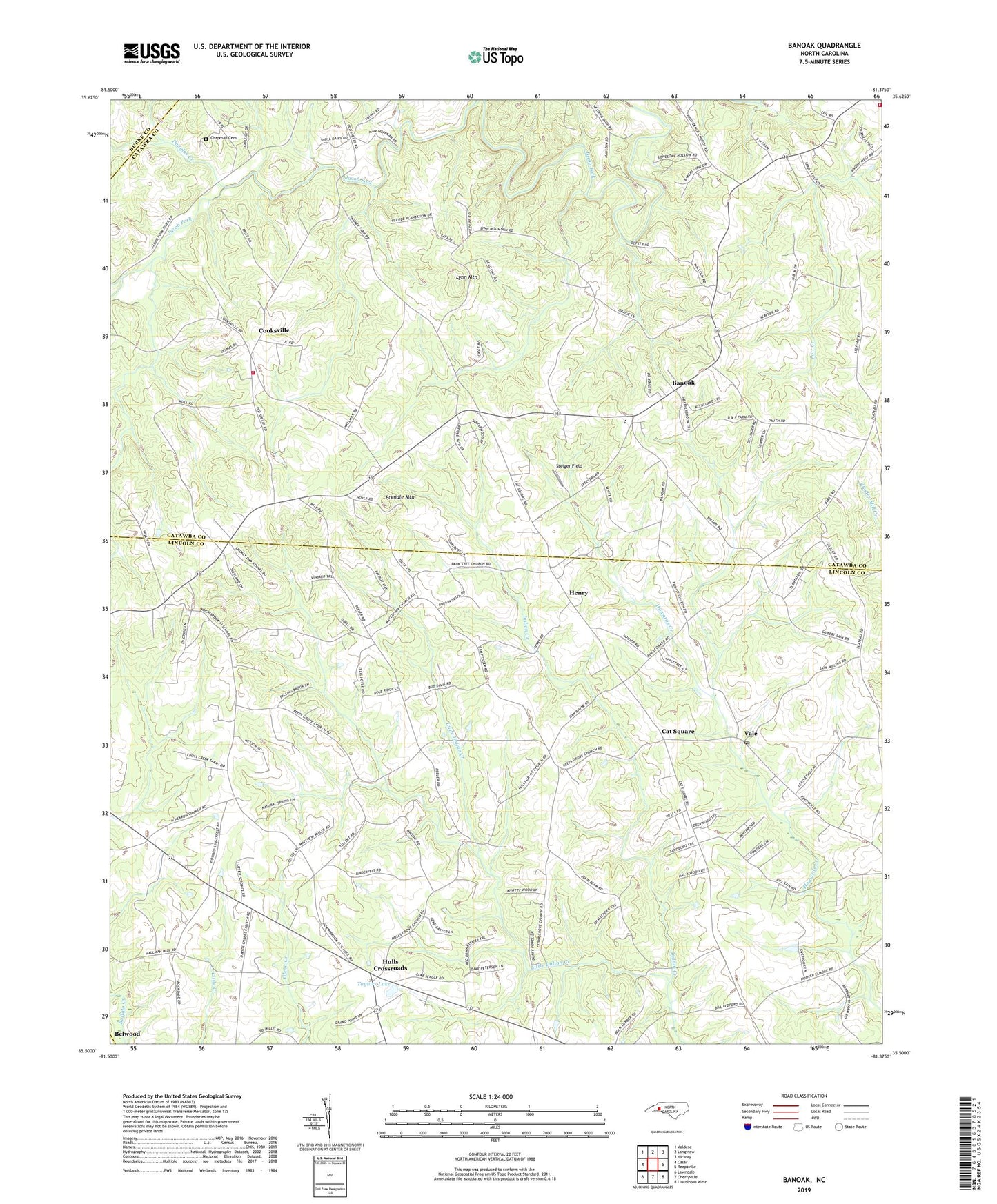 Banoak North Carolina US Topo Map Image