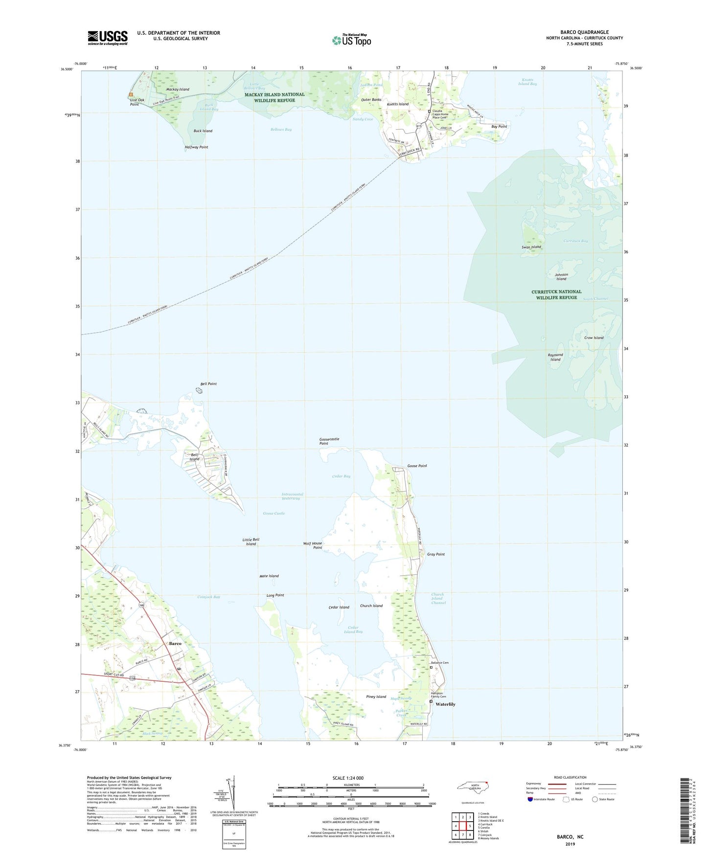 Barco North Carolina US Topo Map Image