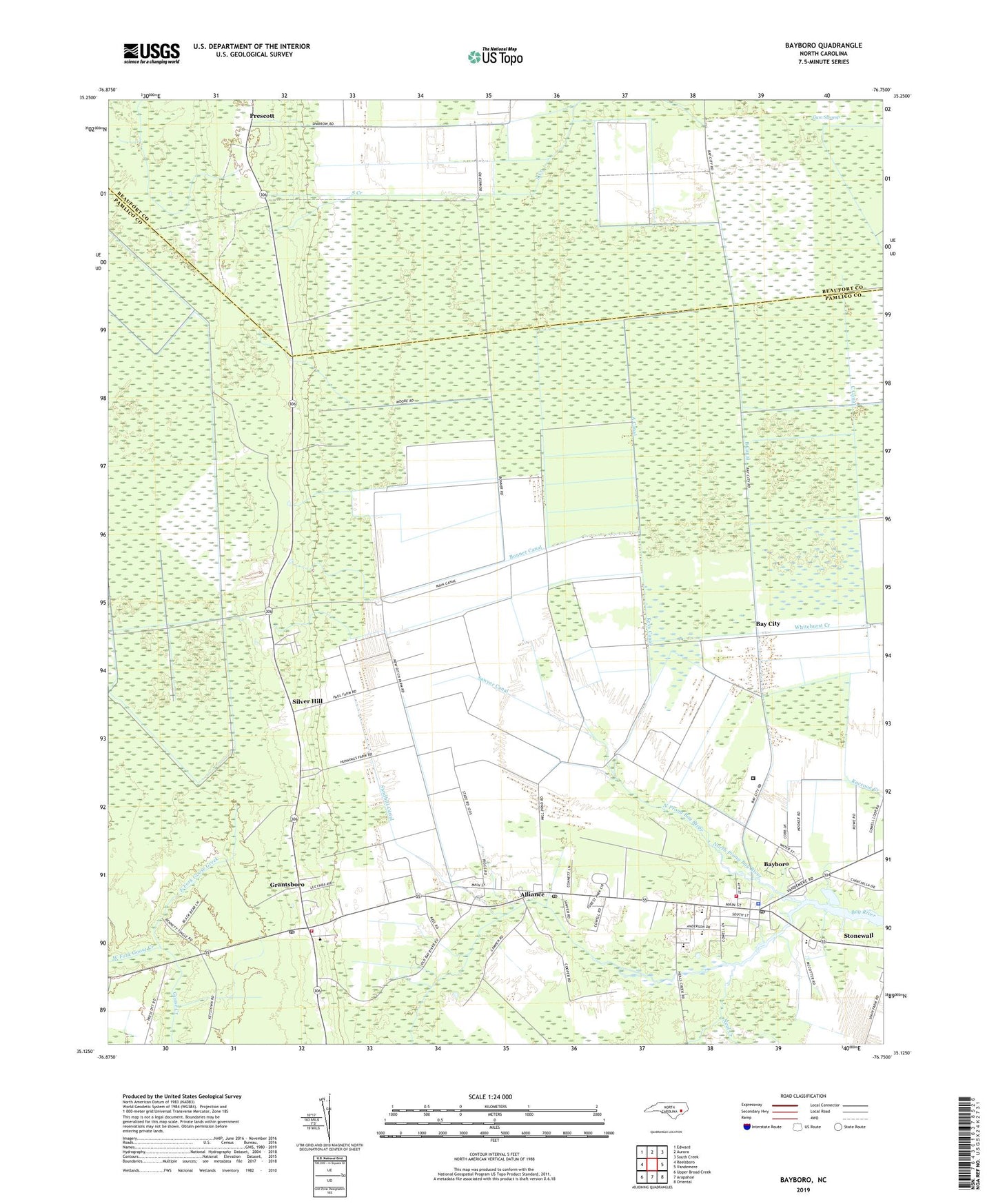 Bayboro North Carolina US Topo Map Image