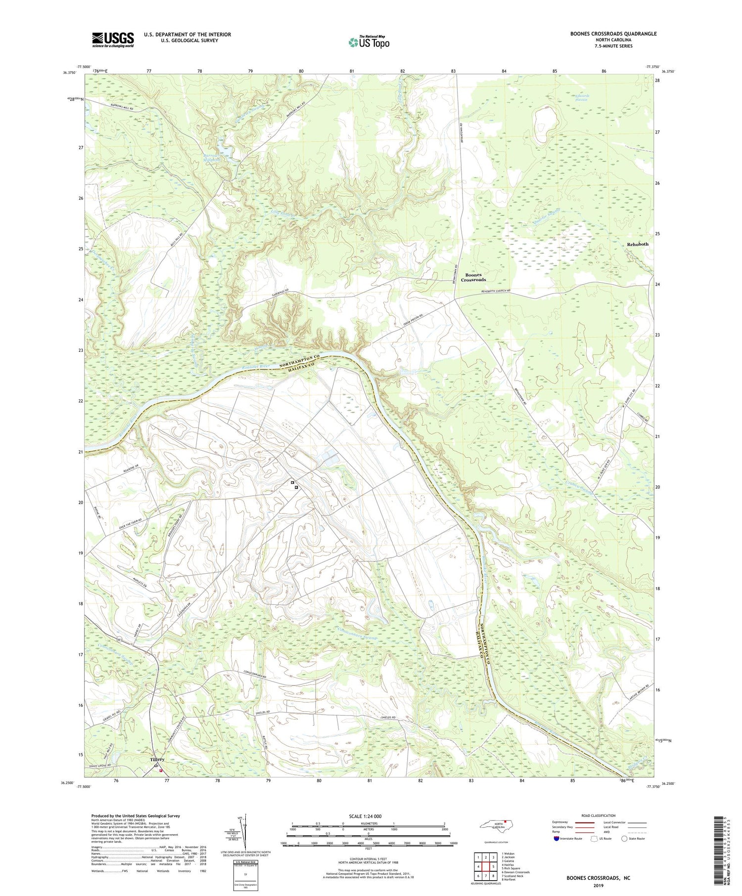 Boones Crossroads North Carolina US Topo Map Image