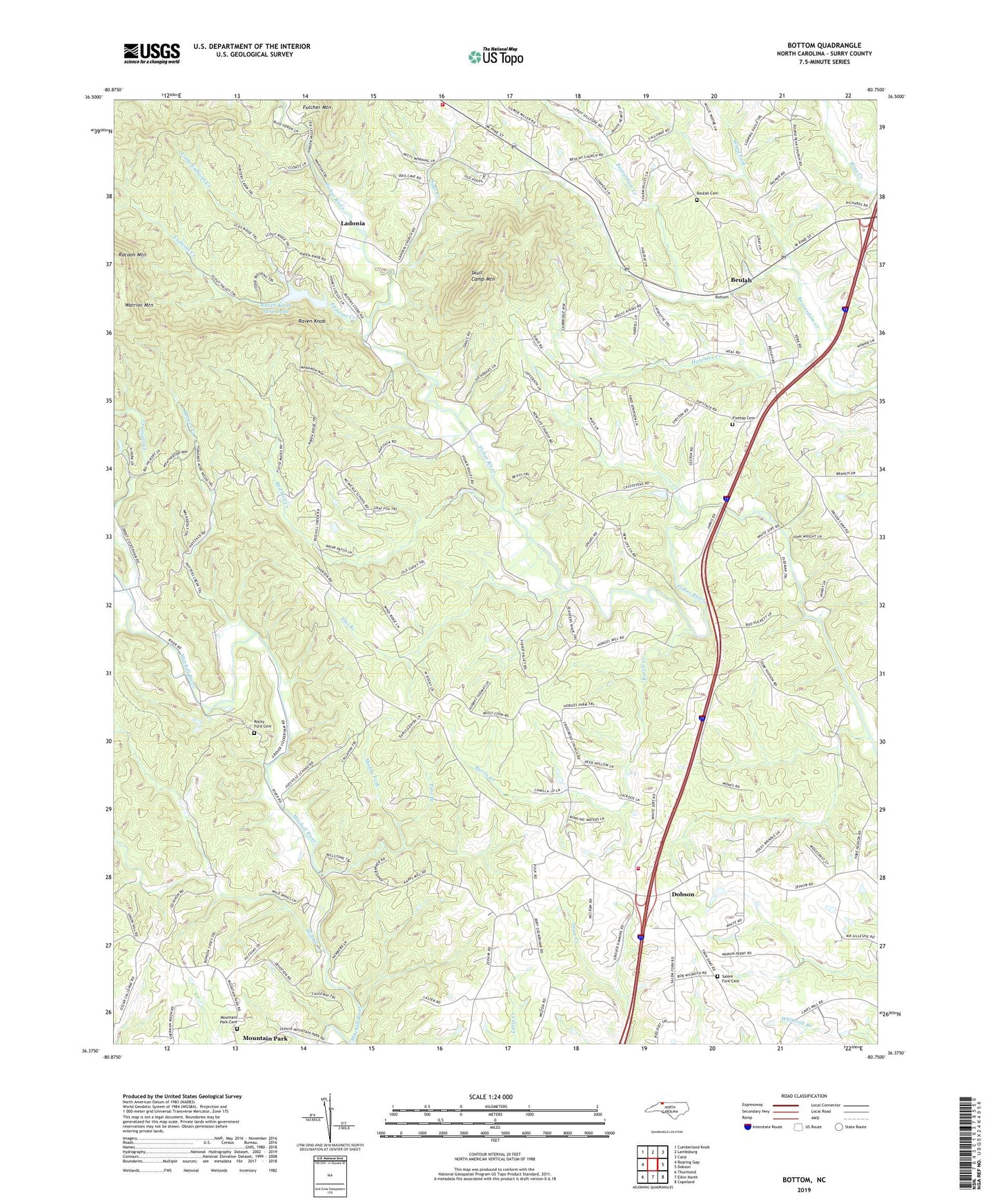 Bottom North Carolina US Topo Map Image