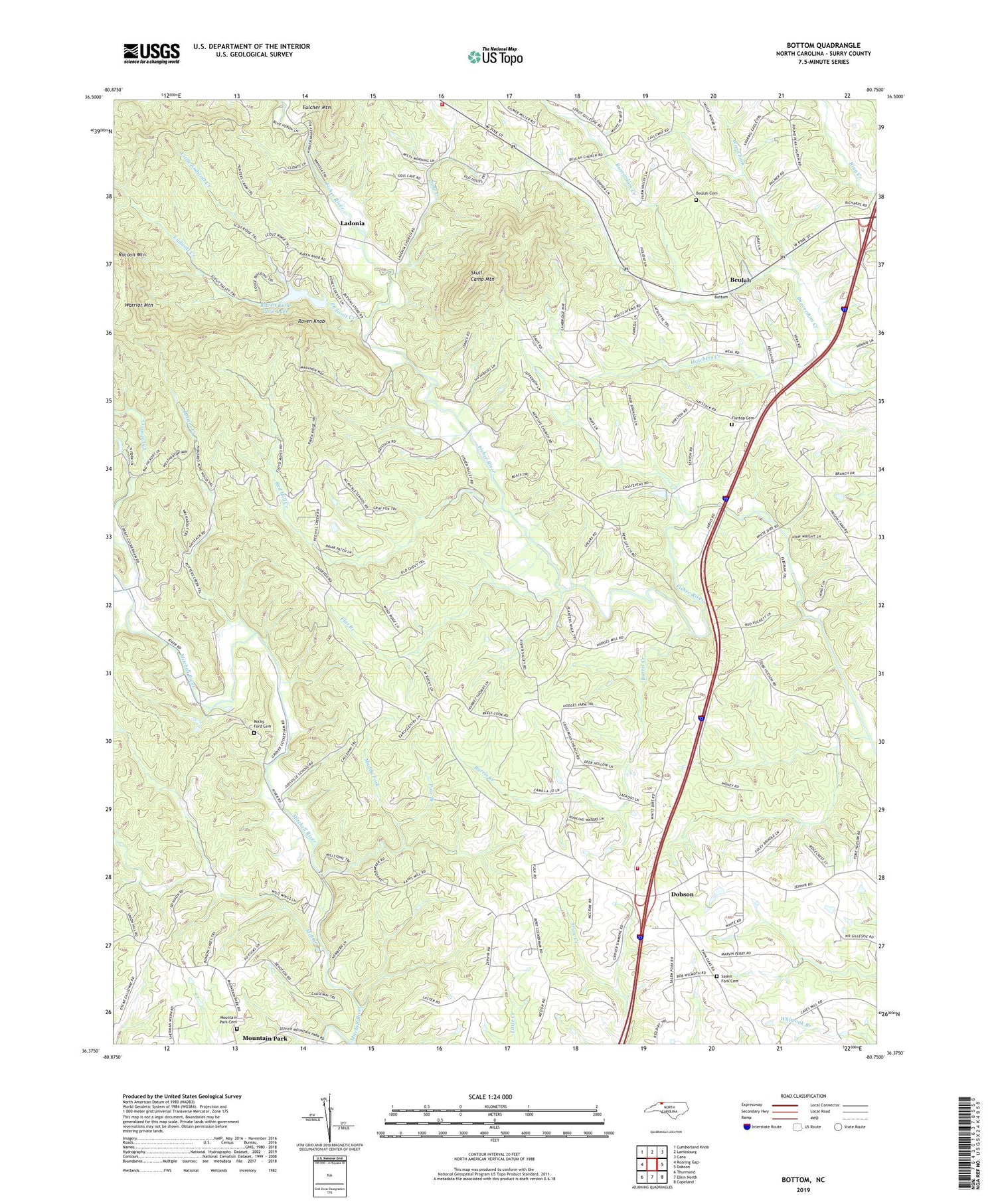 Bottom North Carolina US Topo Map Image