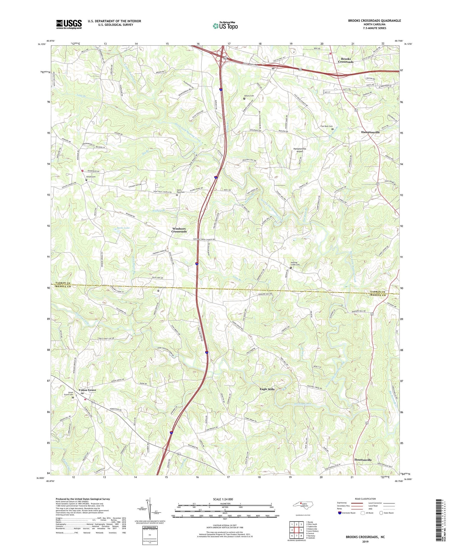 Brooks Crossroads North Carolina US Topo Map Image