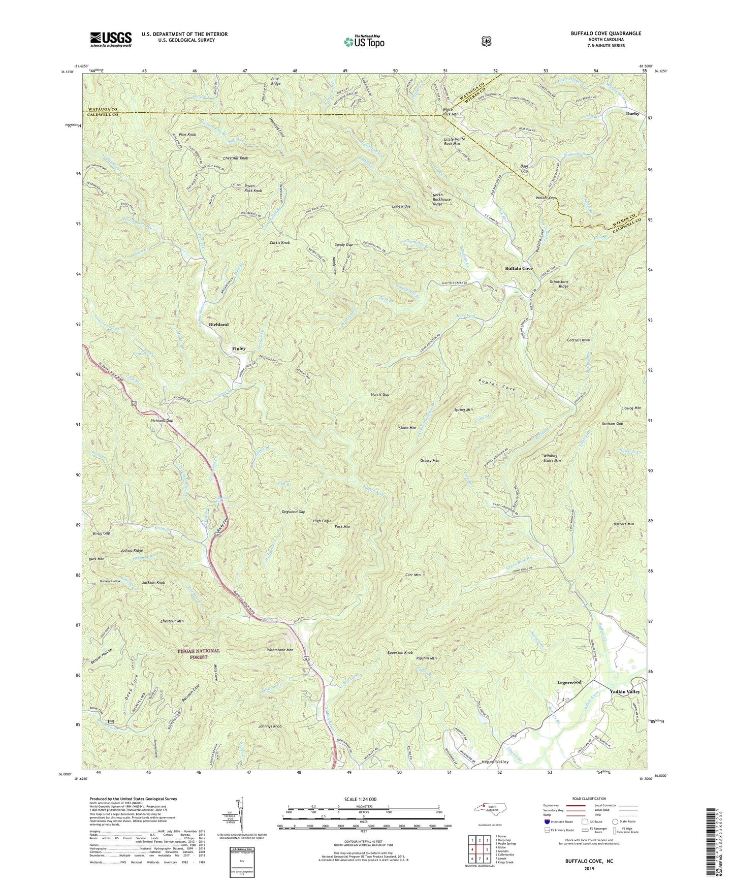 Buffalo Cove North Carolina US Topo Map Image