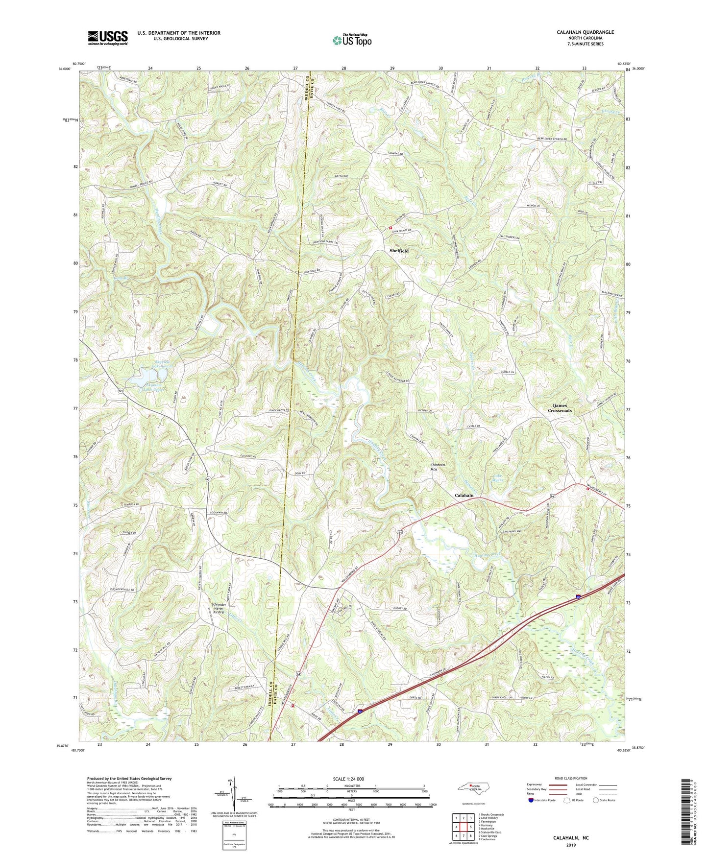 Calahaln North Carolina US Topo Map Image