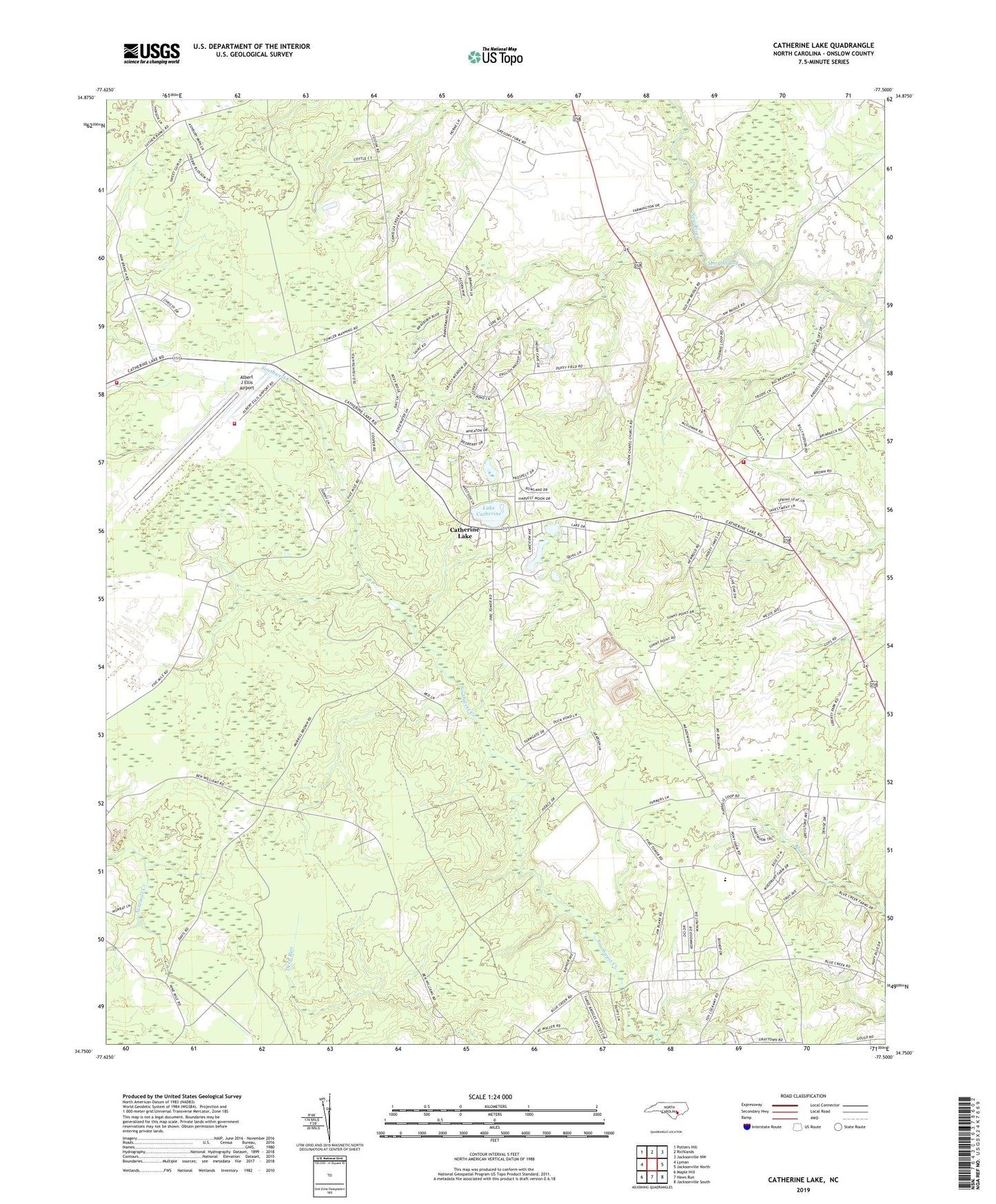 Catherine Lake North Carolina US Topo Map Image