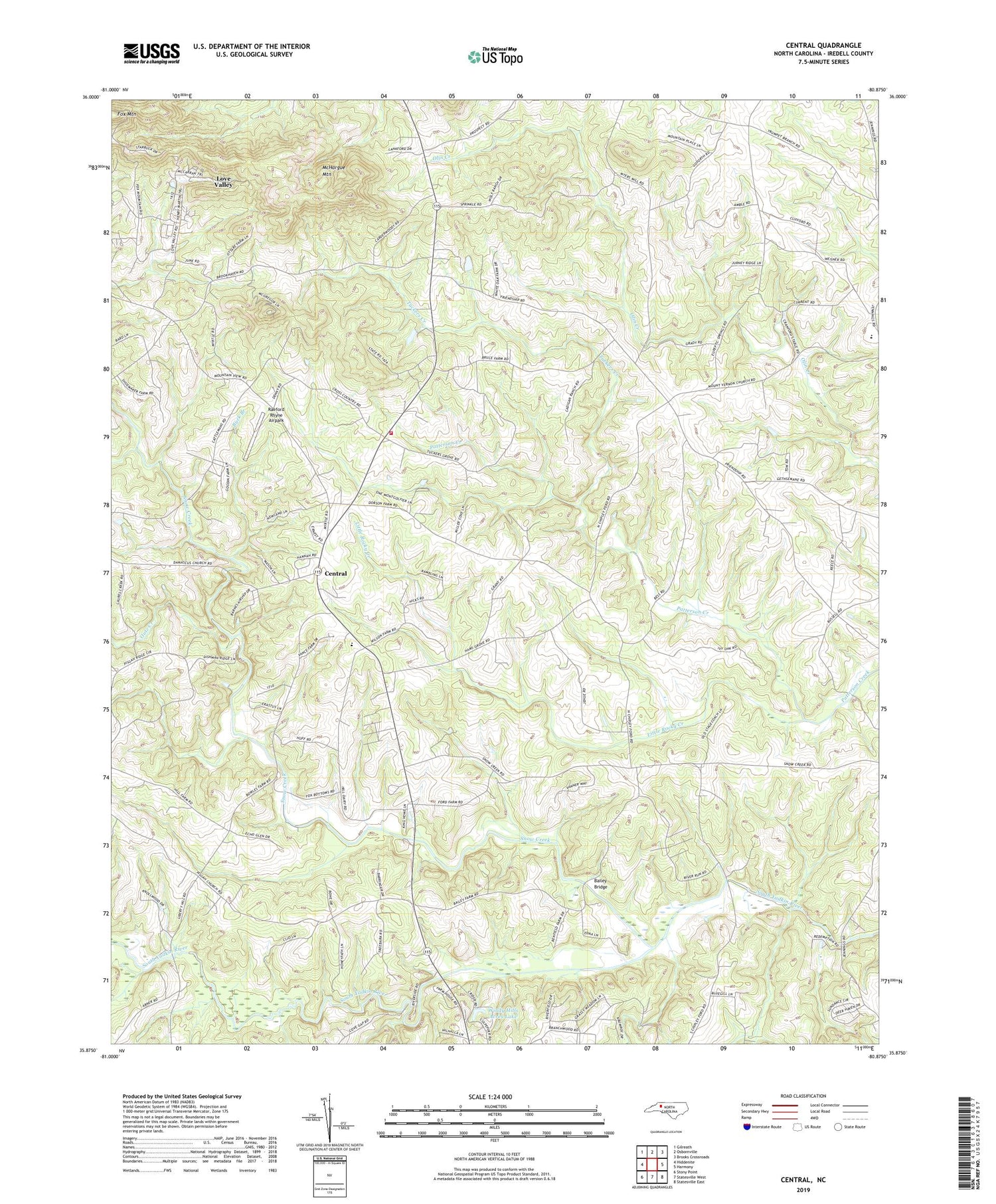 Central North Carolina US Topo Map Image