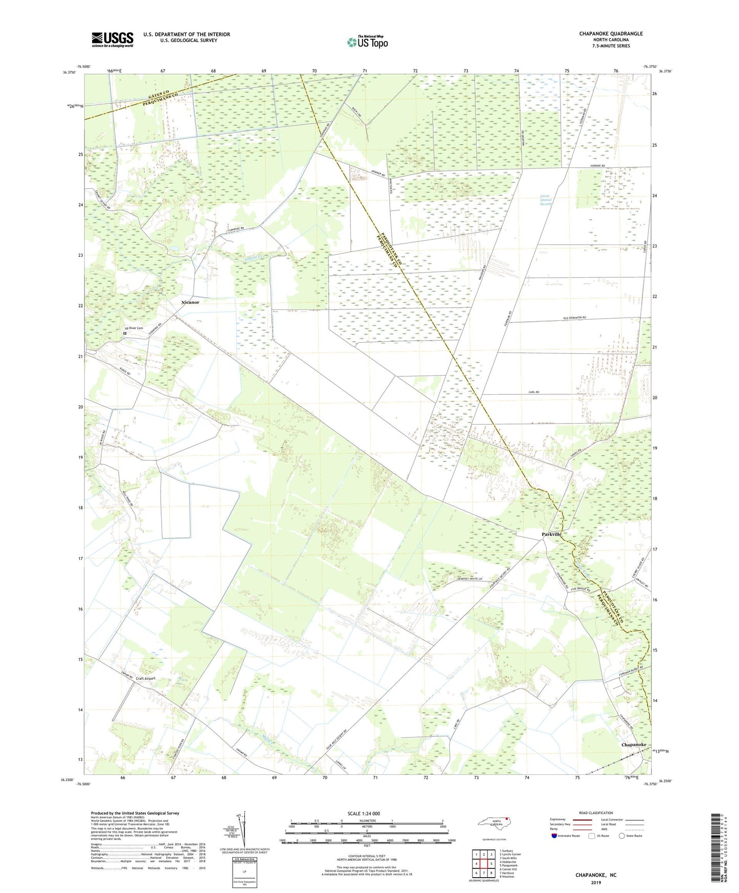 Chapanoke North Carolina US Topo Map Image