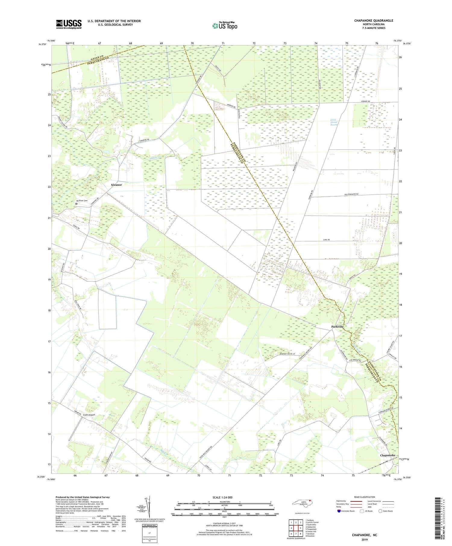 Chapanoke North Carolina US Topo Map Image