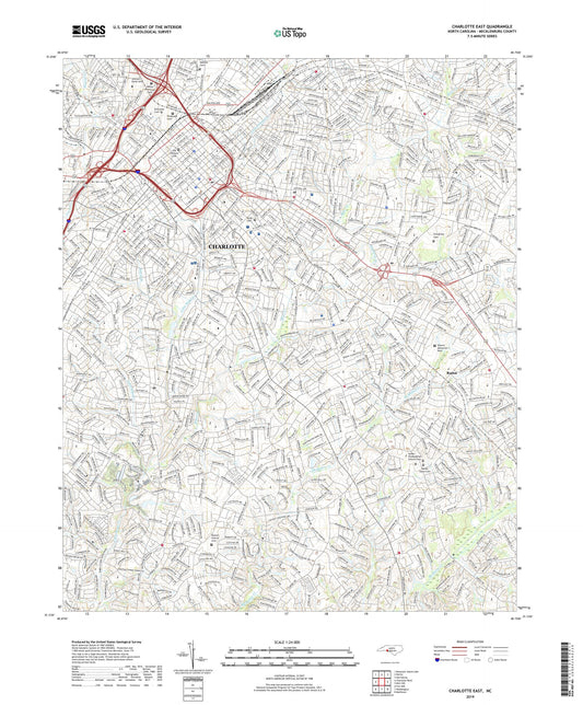 Charlotte East North Carolina US Topo Map Image