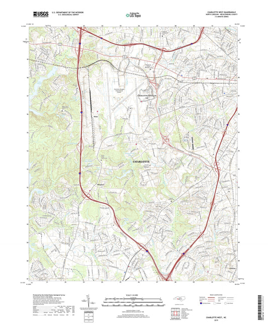 Charlotte West North Carolina US Topo Map Image