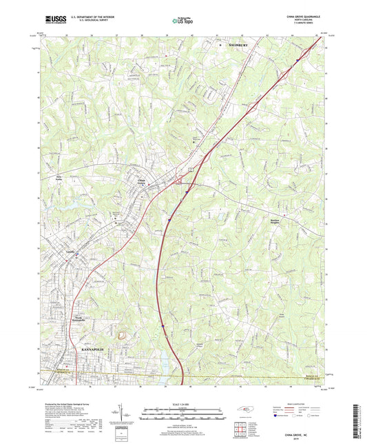 China Grove North Carolina US Topo Map Image