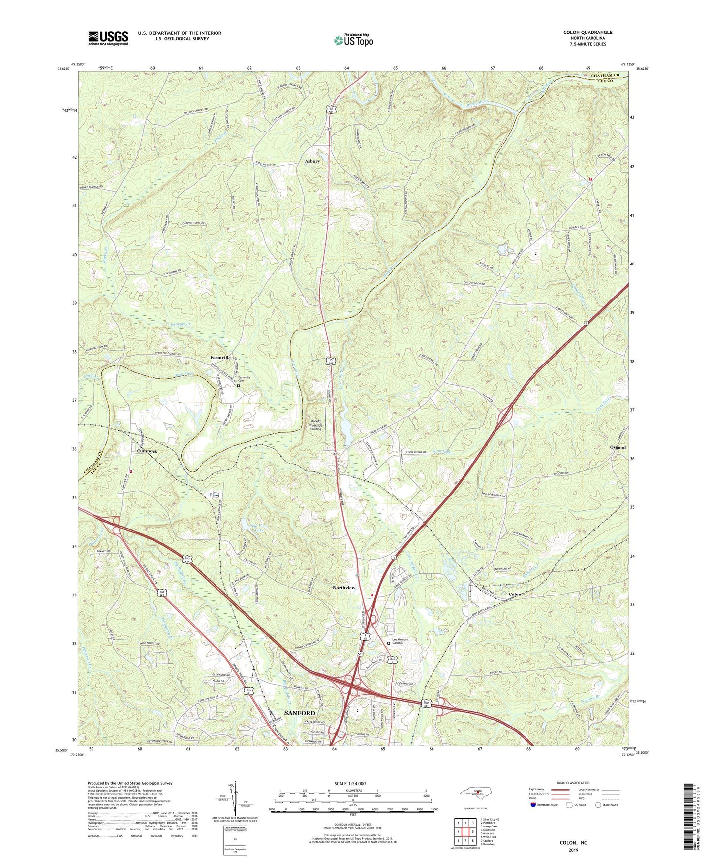 Colon North Carolina US Topo Map Image