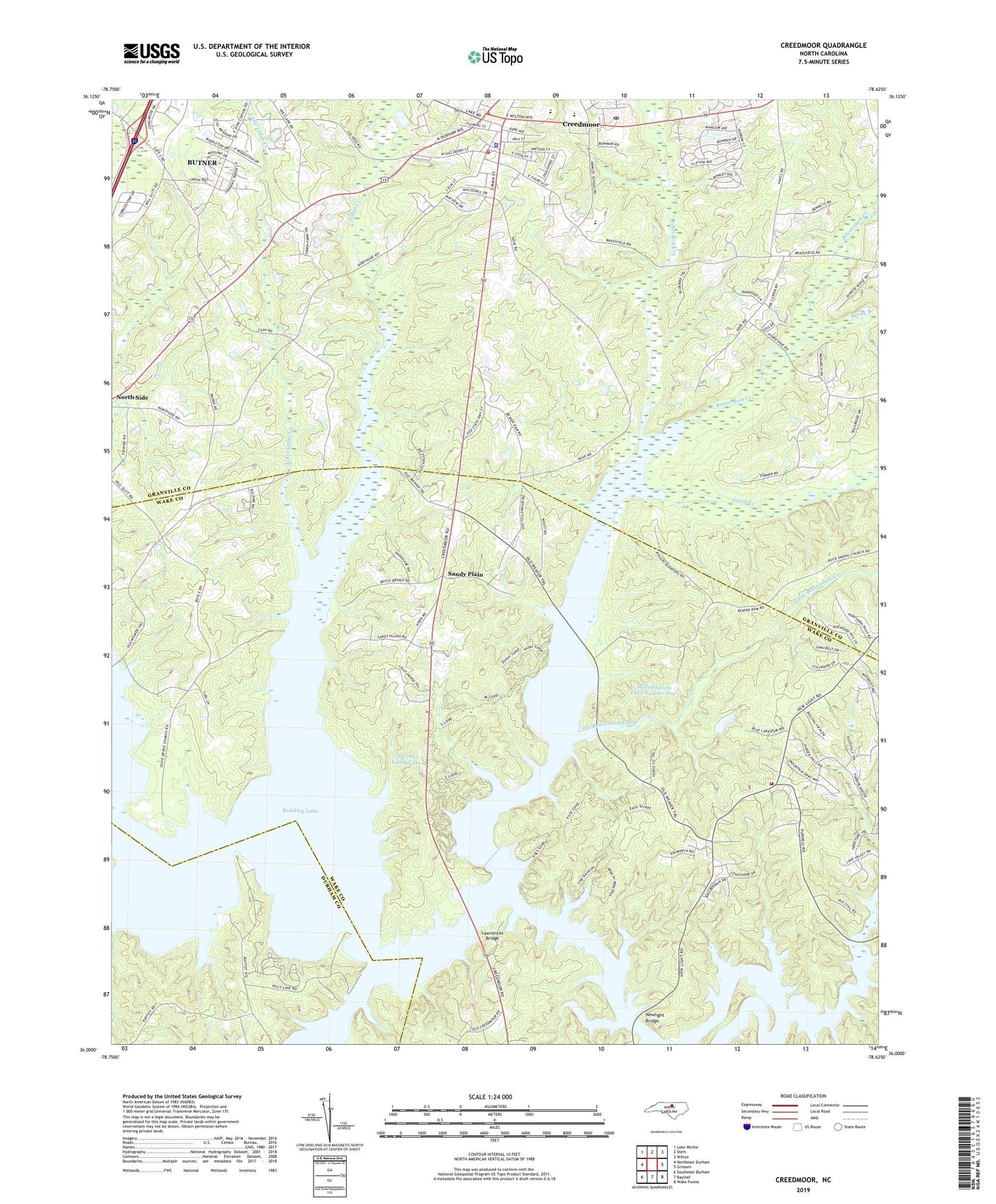 Creedmoor North Carolina US Topo Map Image