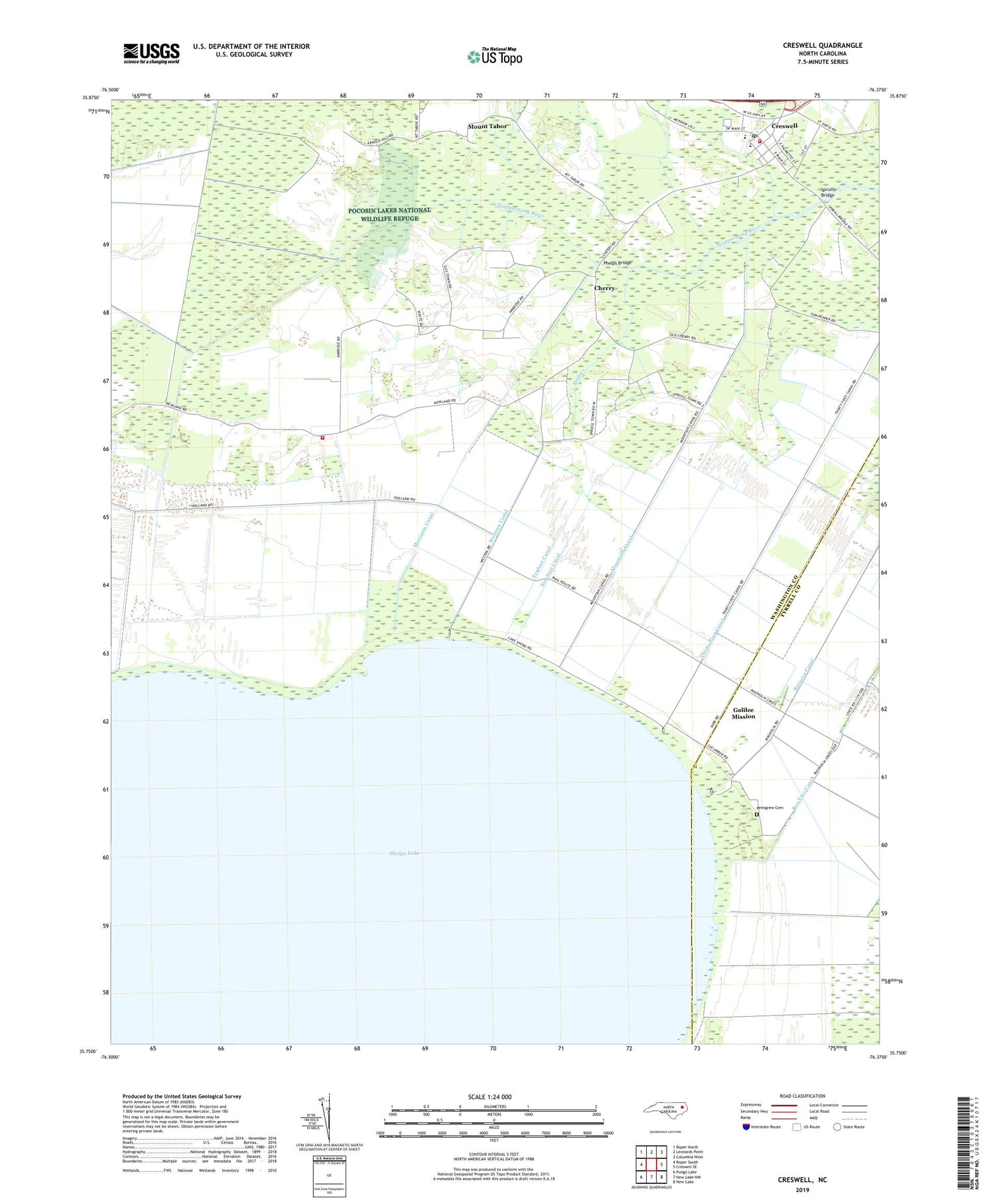 Creswell North Carolina US Topo Map Image