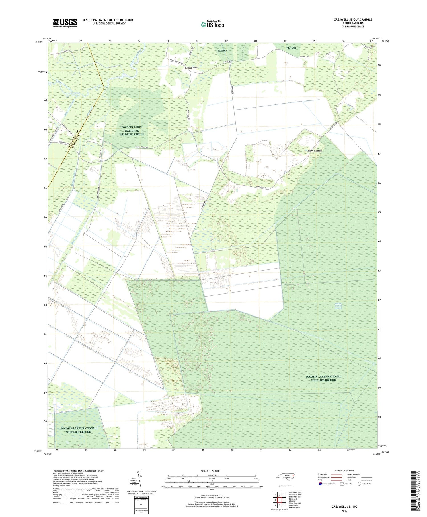 Creswell SE North Carolina US Topo Map Image